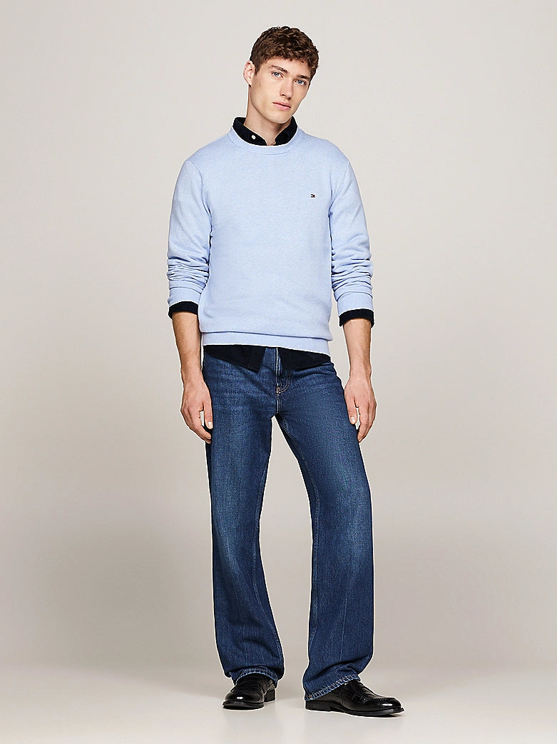 PIMA ORG CTN CASHMERE CREW NECK Vessel Blue Heather