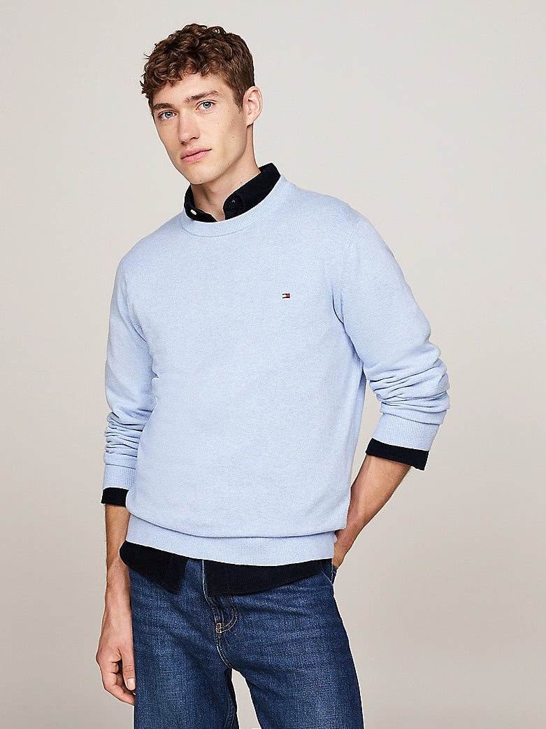 PIMA ORG CTN CASHMERE CREW NECK Vessel Blue Heather