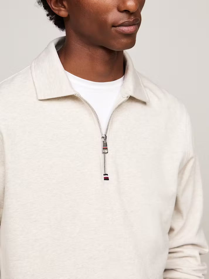 Terry Har Half Zip Sweatshirt Heathered Oatmilk