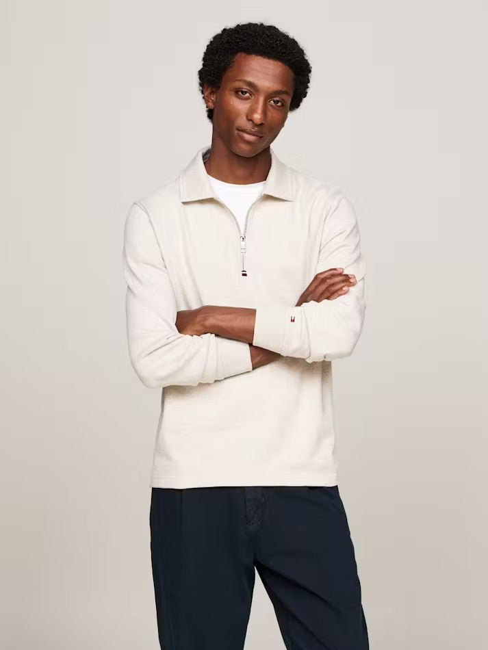 Terry Har Half Zip Sweatshirt Heathered Oatmilk