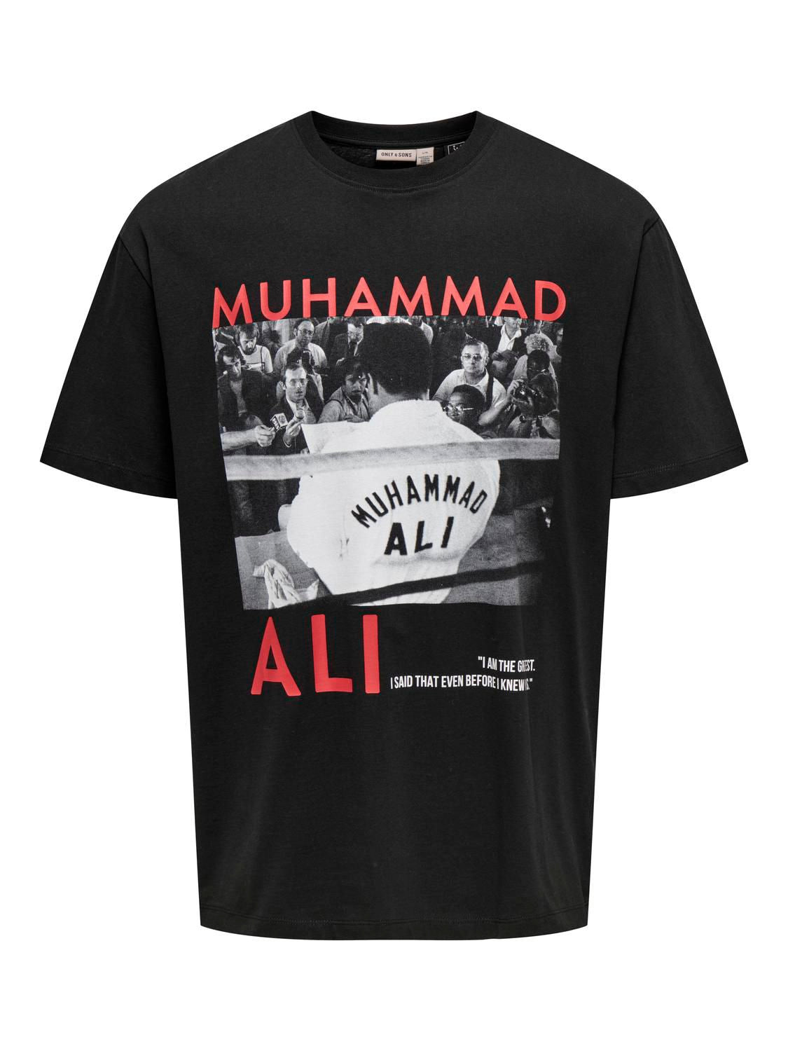 Onsmuhammad Ali Rlx Ss Lic Tee Jet Black I Am The Greatest