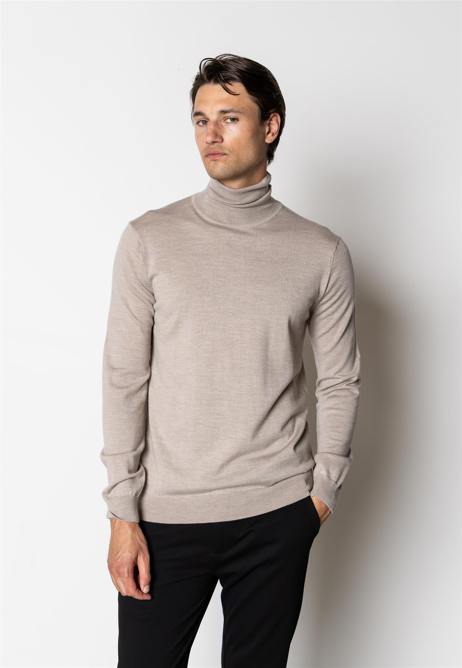 Alfredo merino rollneck knit Ecru Melange