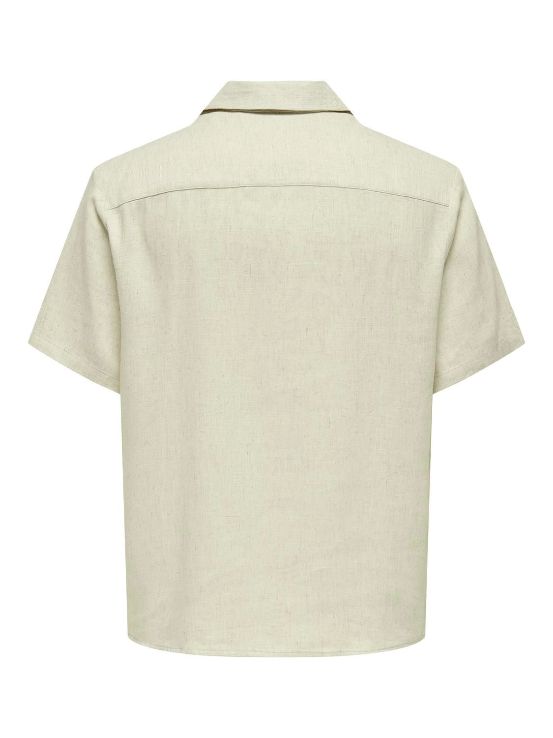 Onskari Resort Ss Shirt Visc Lin 0075 Cs Oatmeal