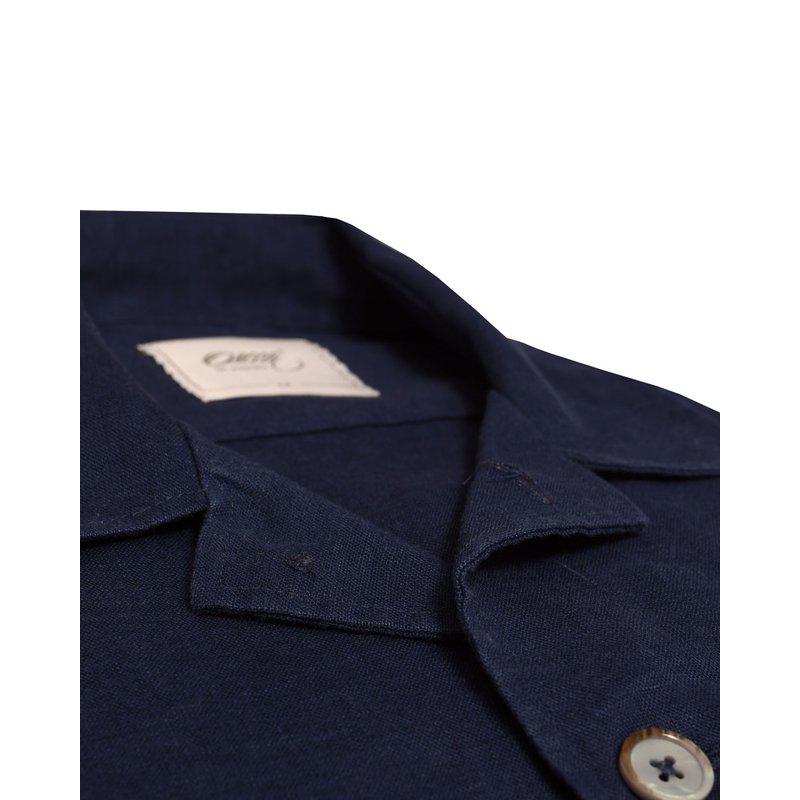 Overskjorte i Lin – Navy 018 Indigo Blue Plain