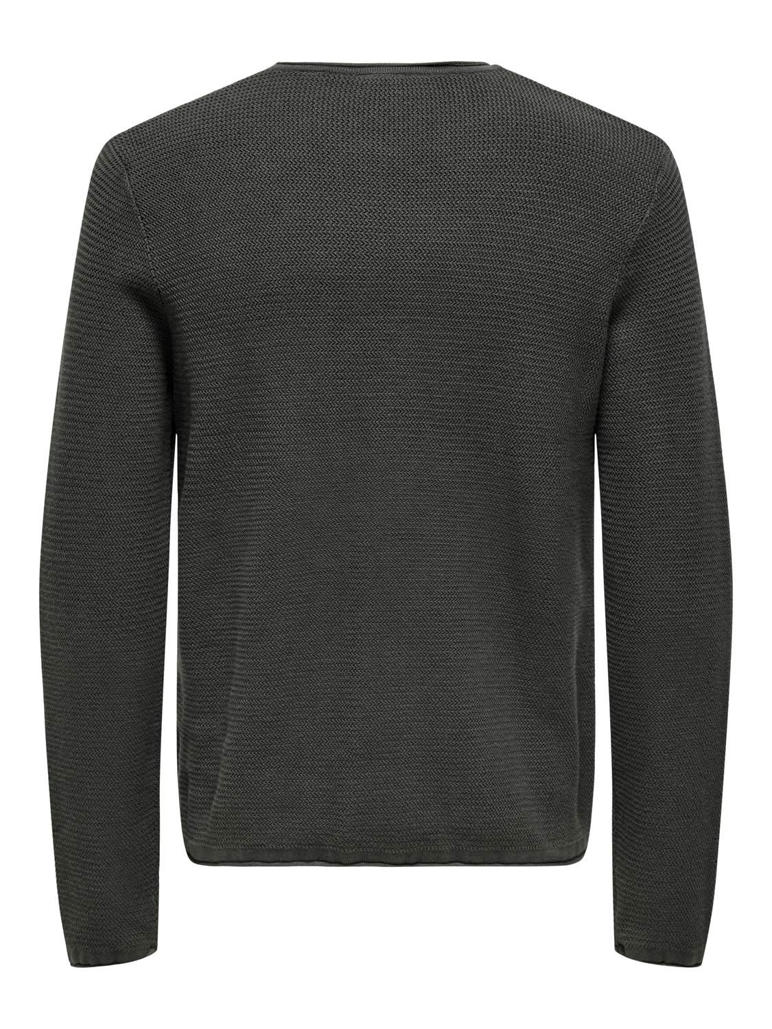 Onseric Reg 12 Struc Crew Knit Noos Grey Pinstripe