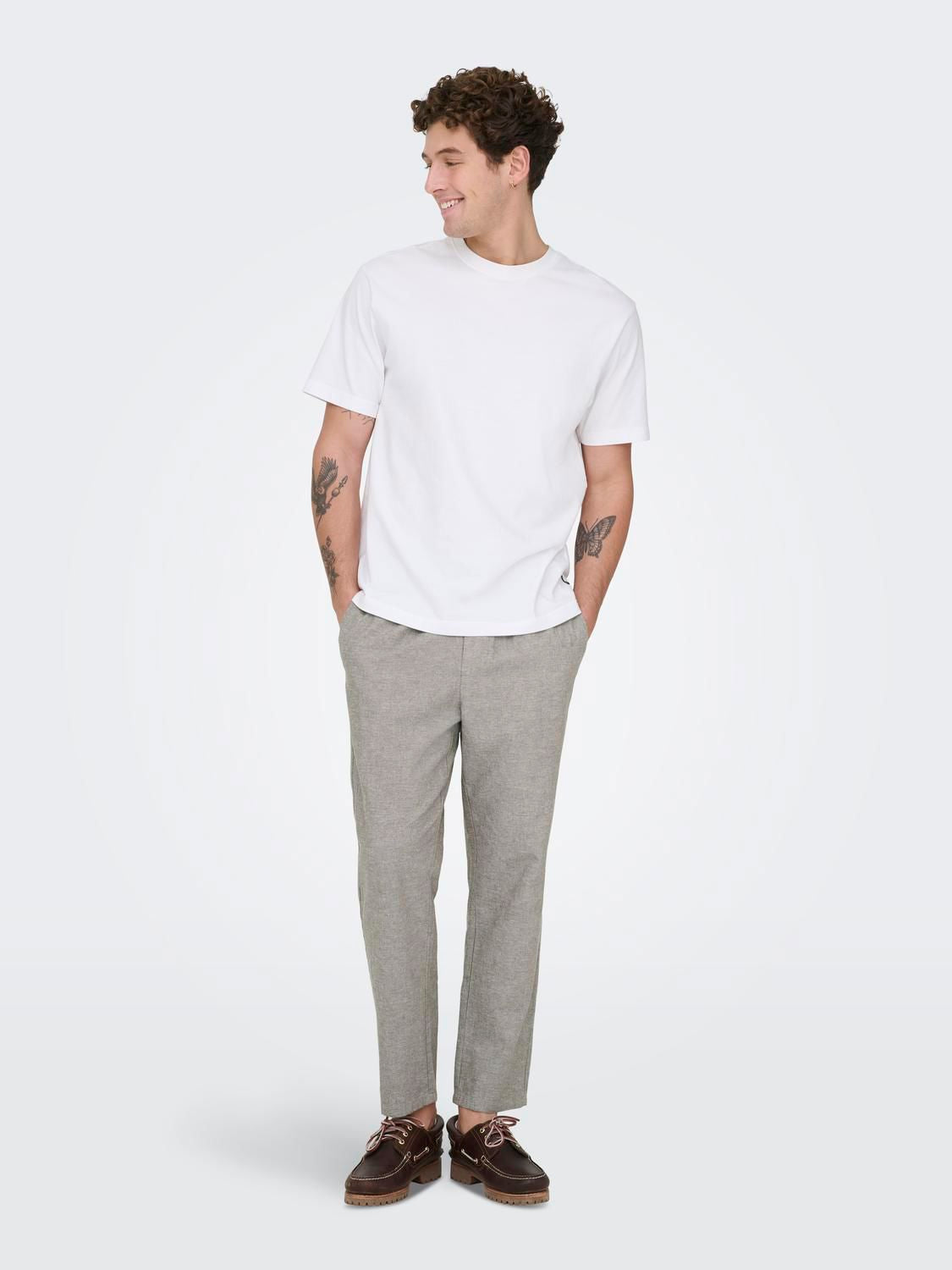 Onslinus Crop 0007 Cot Lin Pnt Noos Bungee Cord Two Tone (White)