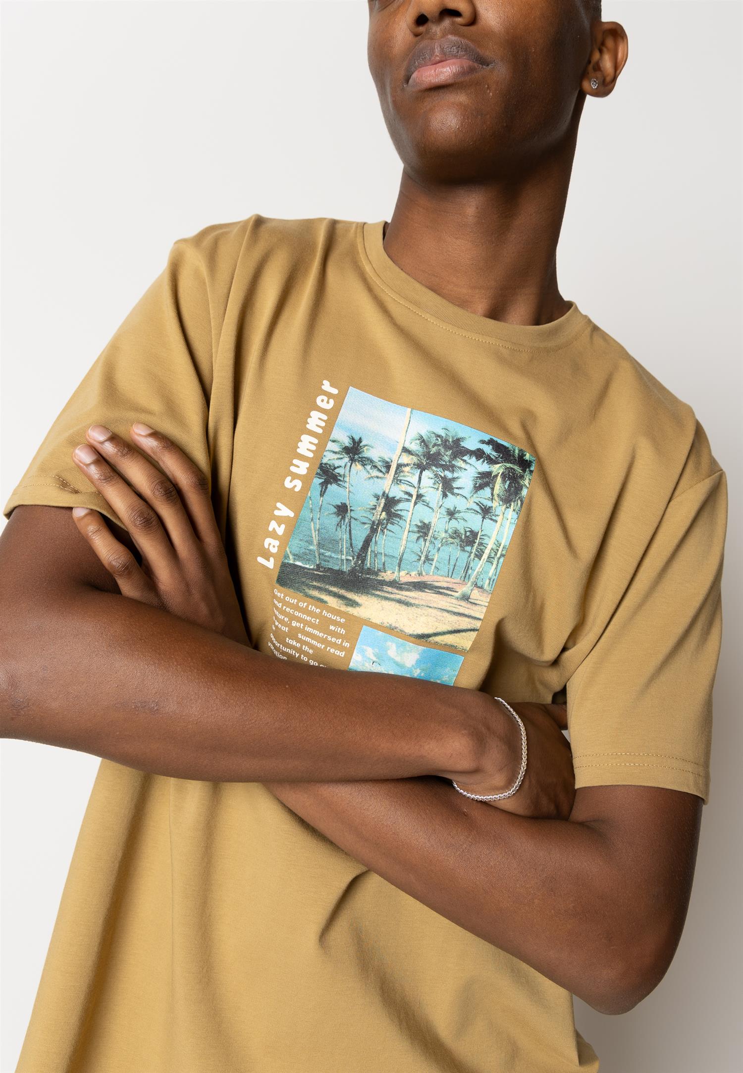 Keaton Organic tee Dark Khaki Mela