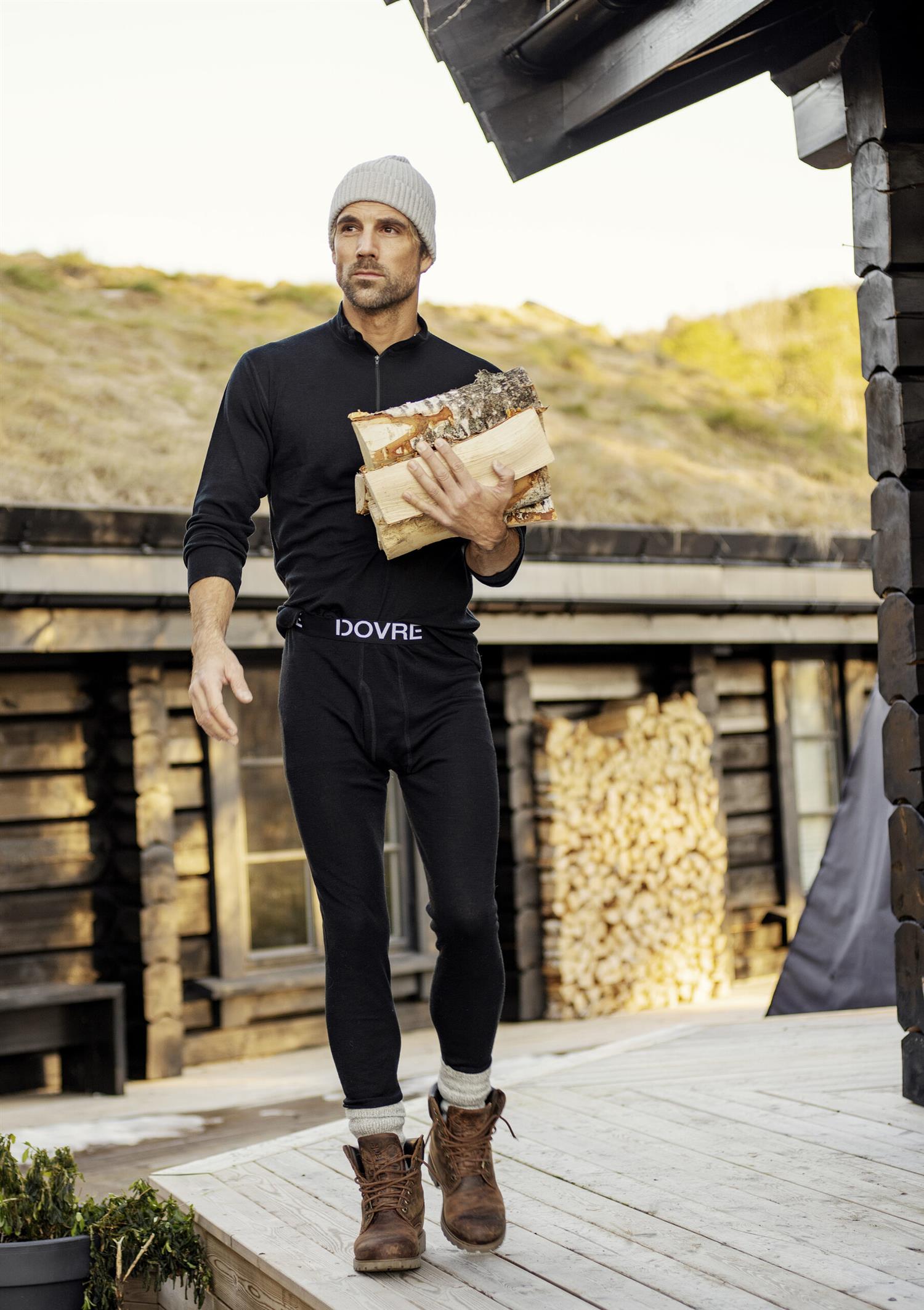 Dovre Wool Long Johns w/fly Black