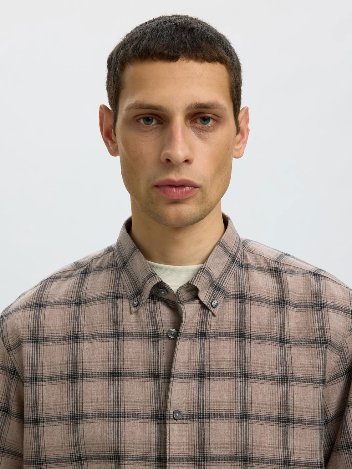 Slmcole-Jay Reg Melange Ls Shirt Noos Cornstalk Black