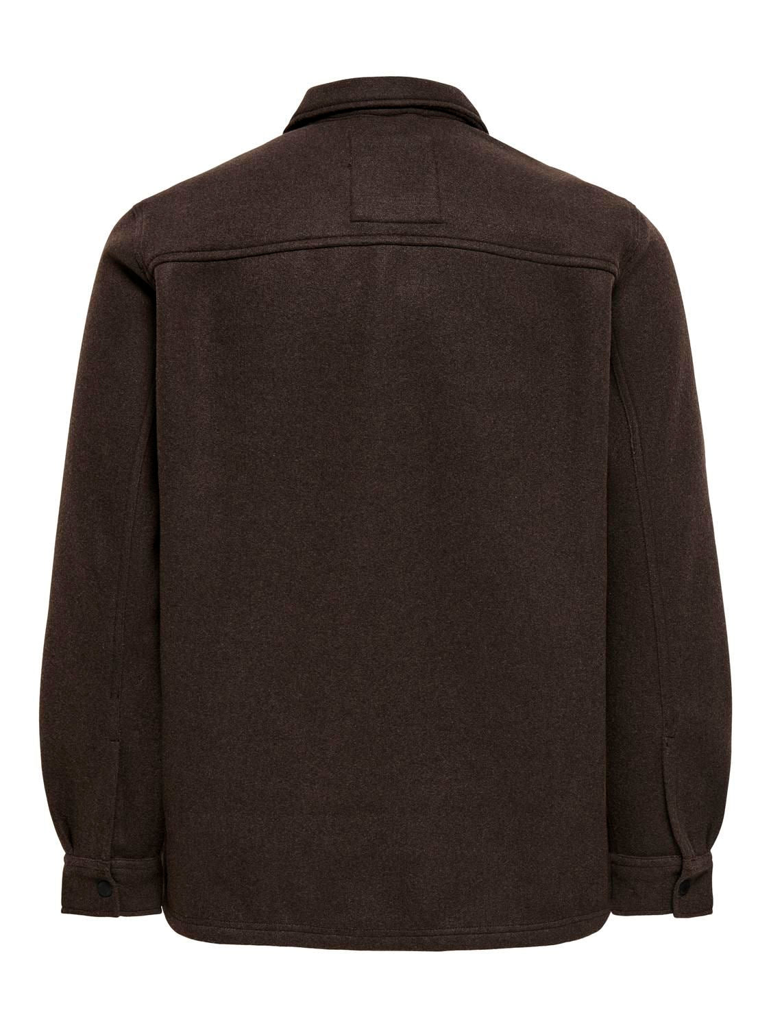Onsash Ovr Woolen Look Pkt Ls Shirt Noos Demitasse Melange