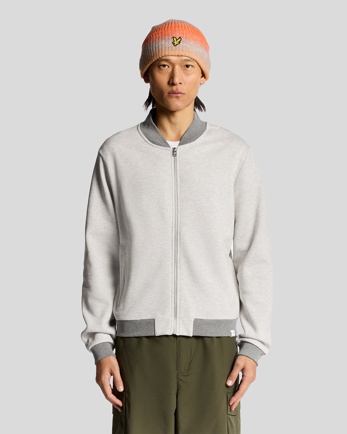 Half Raglan Jersey Bomber Light Grey Marl