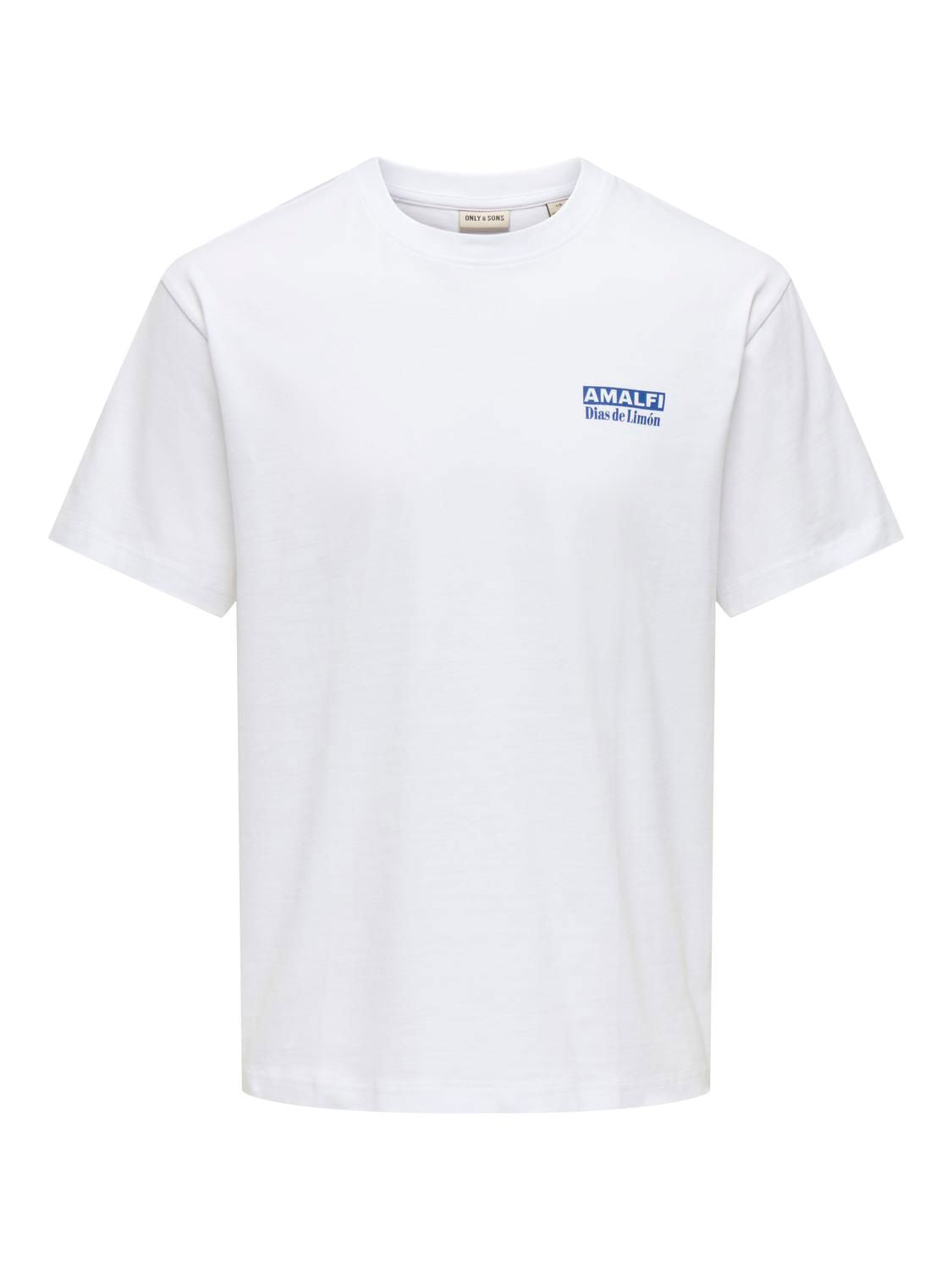 Onsfred Life Rlx Ss Print Tee Vd Bright White Amalfi
