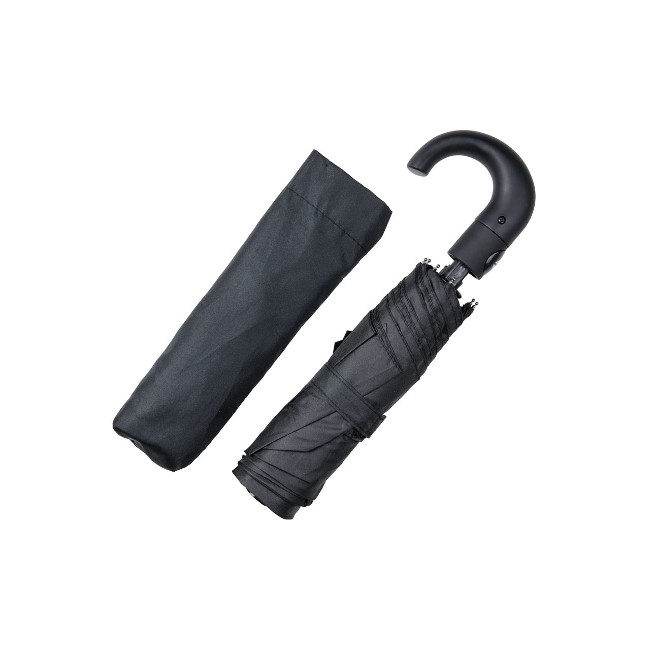 Umbrella Short Tele Rubberhandle Black