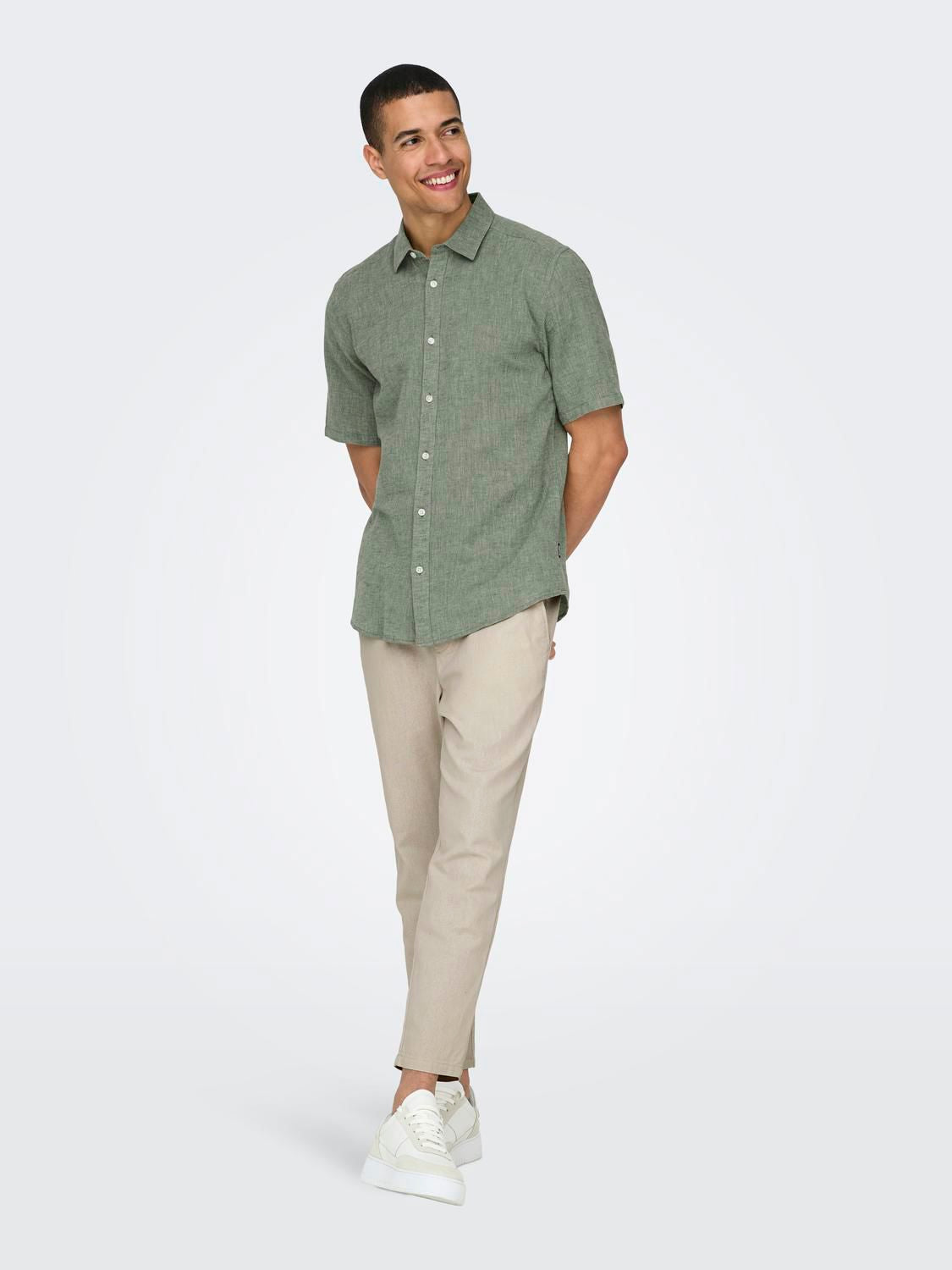 Onscaiden Life Ss Solid Linen Blend Noos Swamp