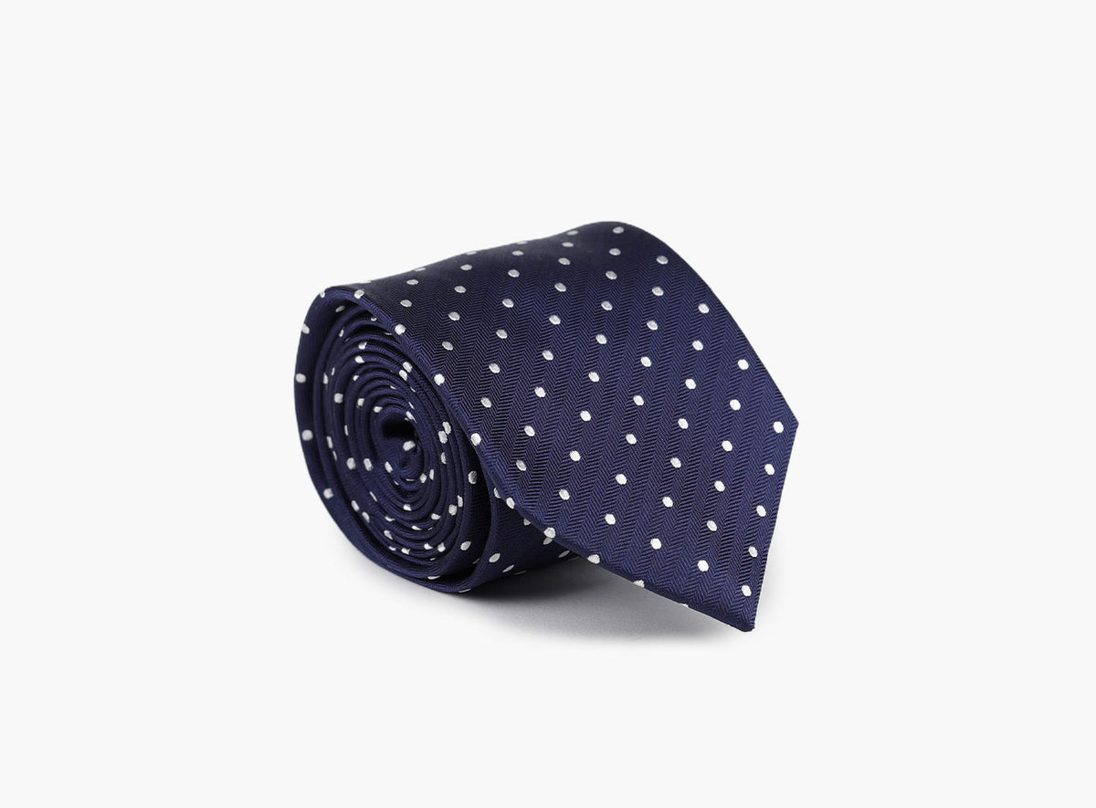 Nohr Carlos Polkadot Silk Tie Marine Blå 79