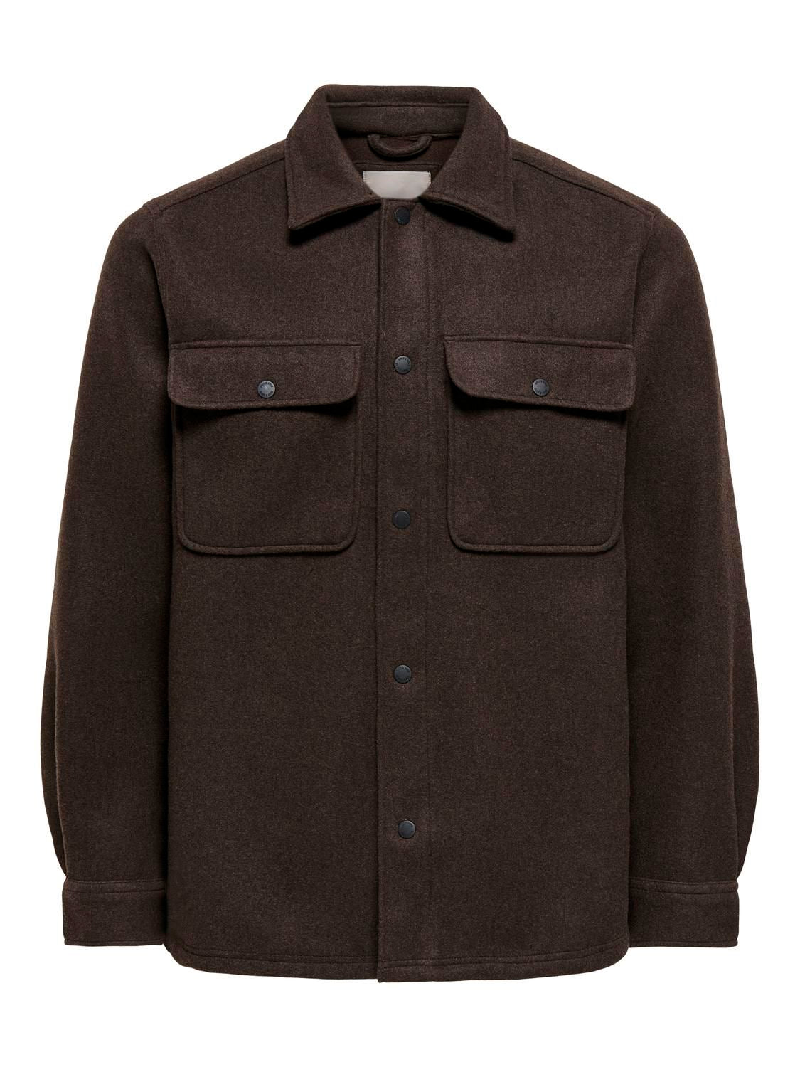 Onsash Ovr Woolen Look Pkt Ls Shirt Noos Demitasse Melange
