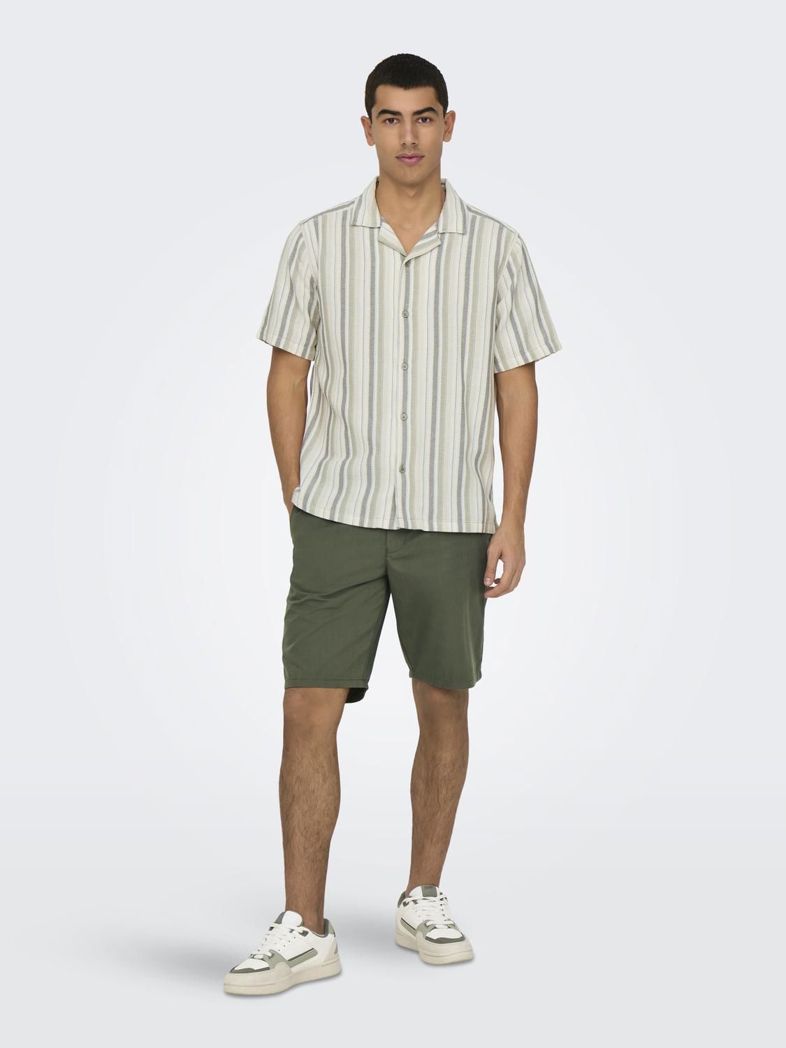 Onstrev Life Reg Stripe Ss Shirt Noos Seagrass Multi Stripe