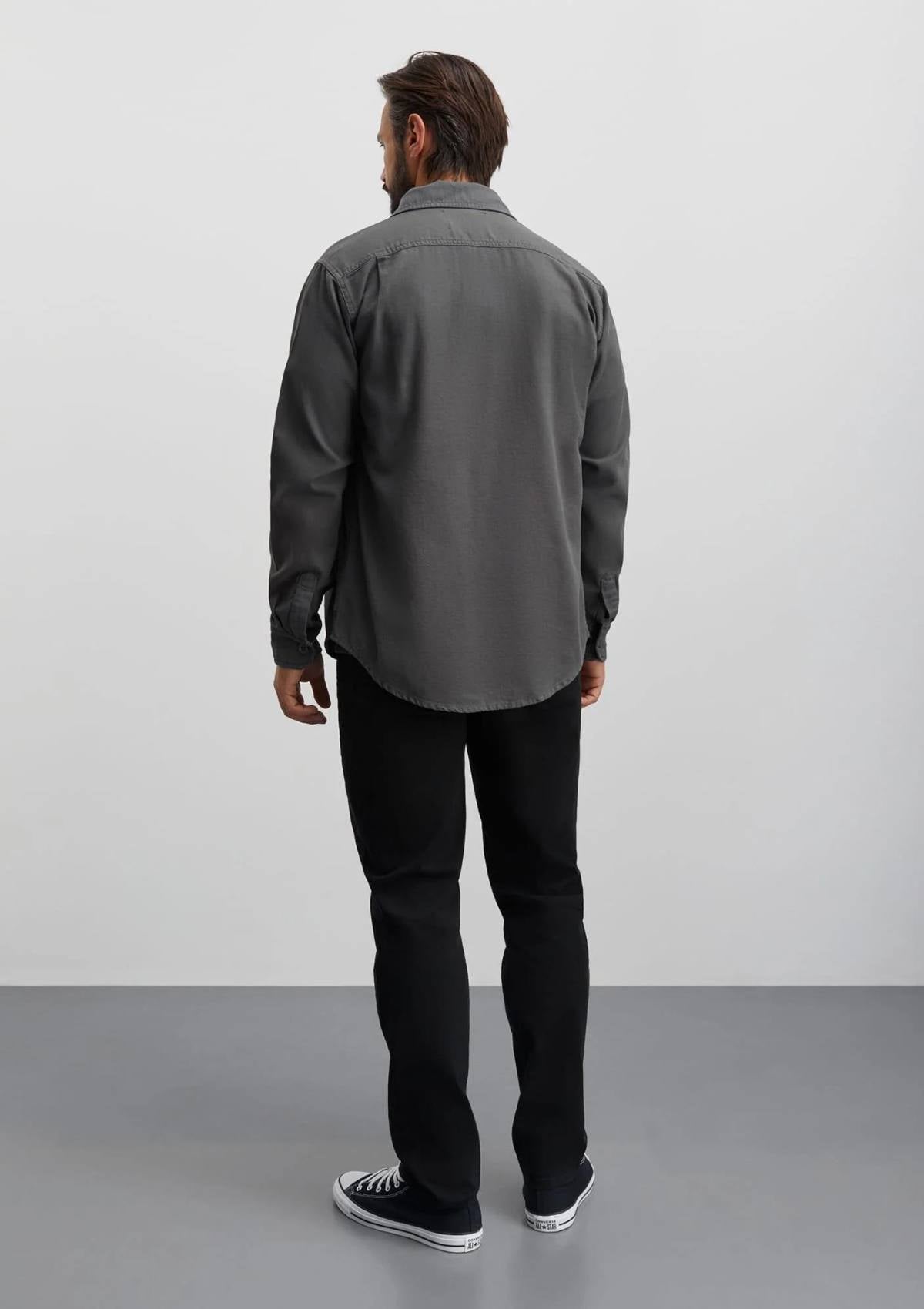 Dyed Canvas Skyler Shirt Charcoal Grey