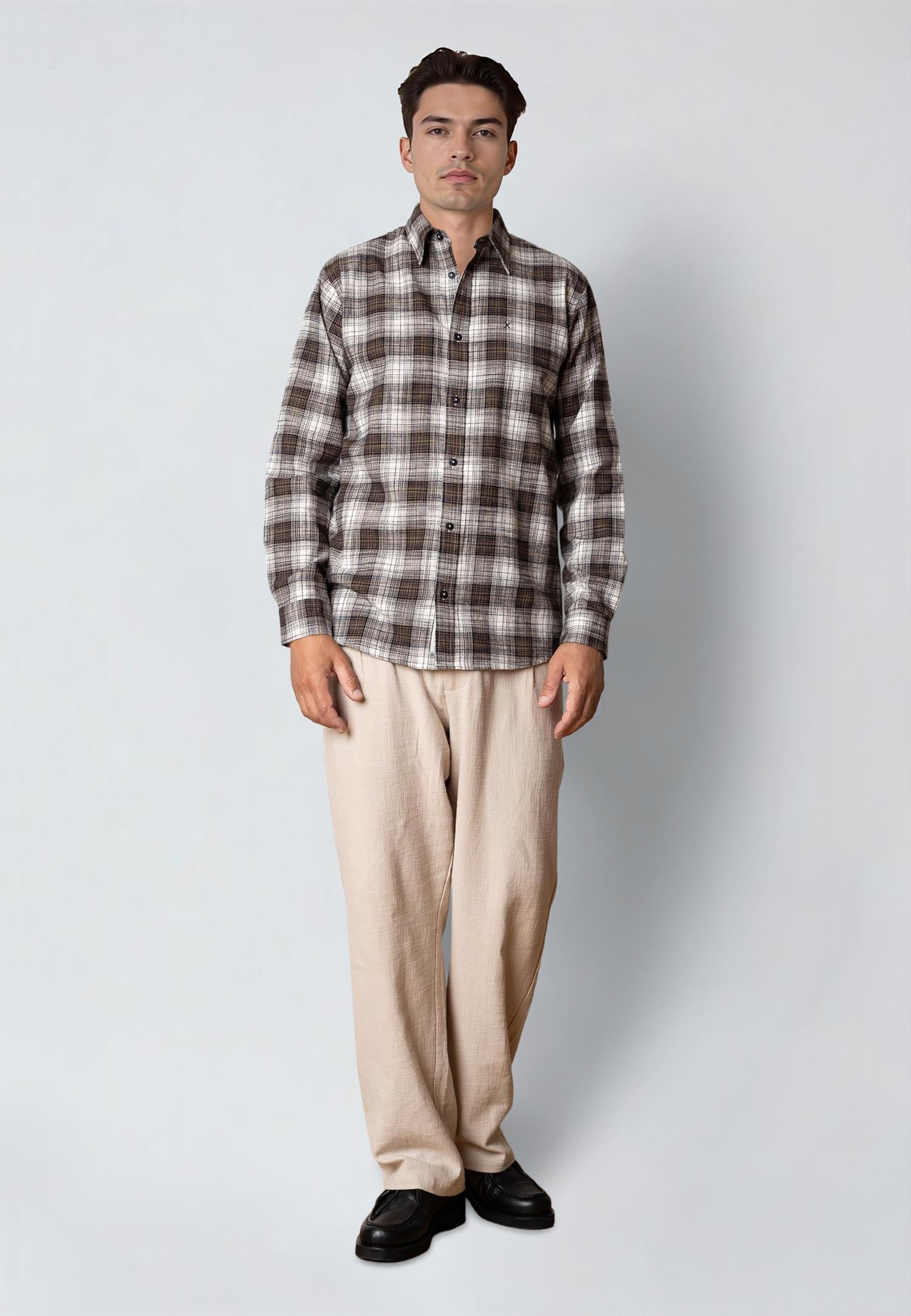 Remy Checked Shirt Shitake/Navy