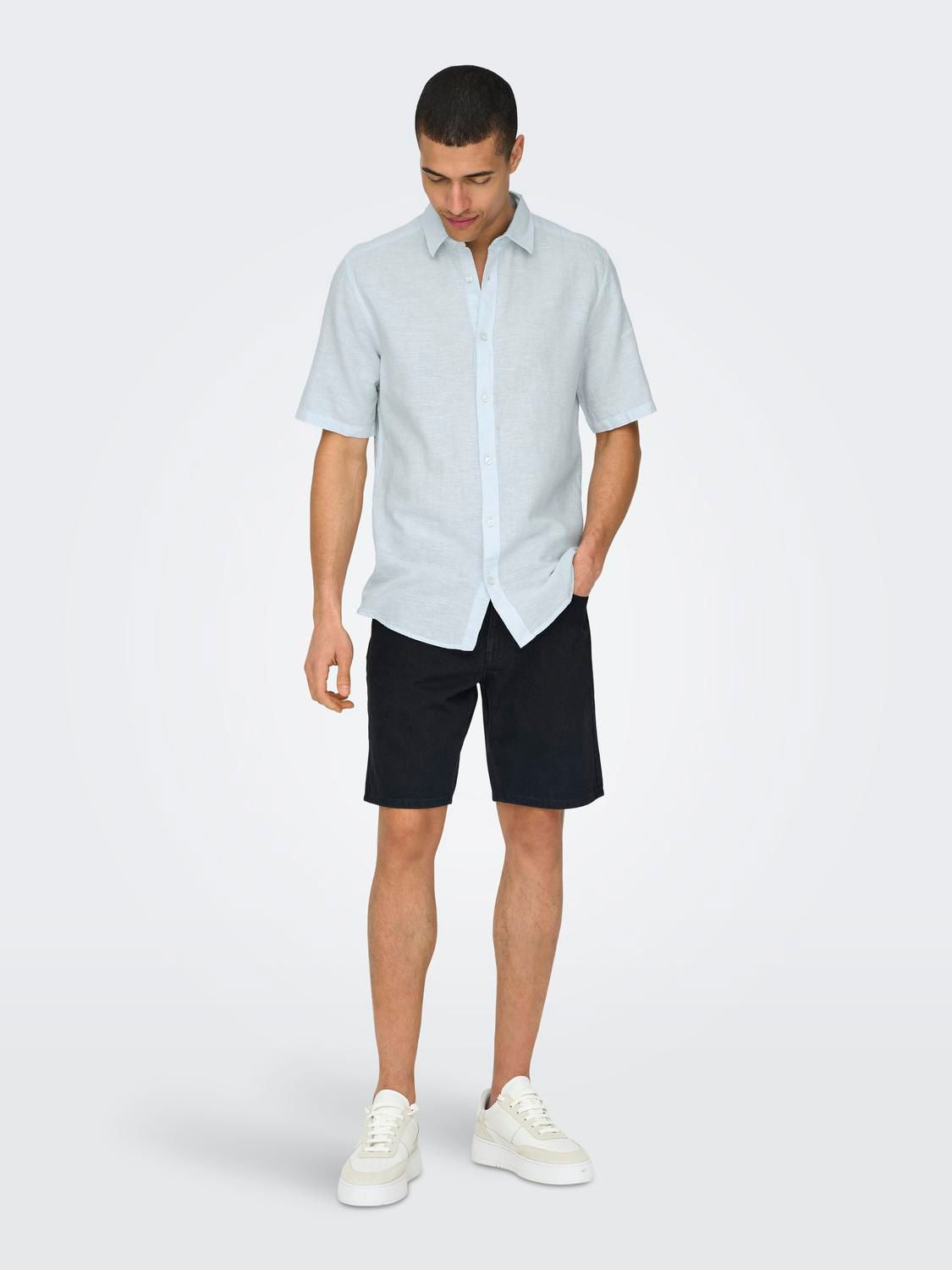 Onscaiden Life Ss Solid Linen Blend Noos Cashmere Blue