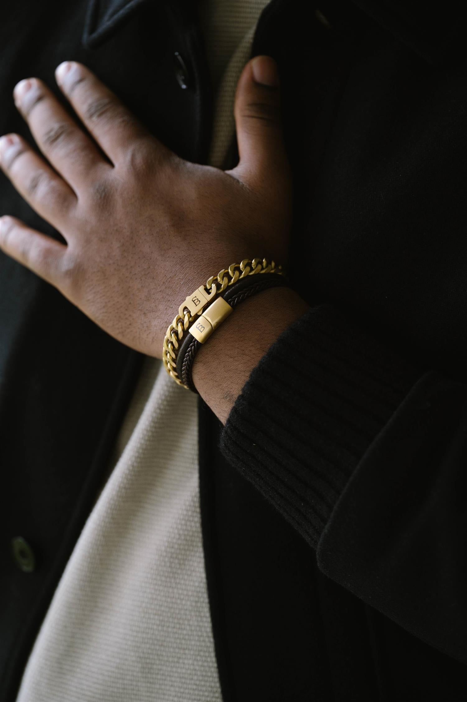 Leather Bracelet Denby Gold Brown