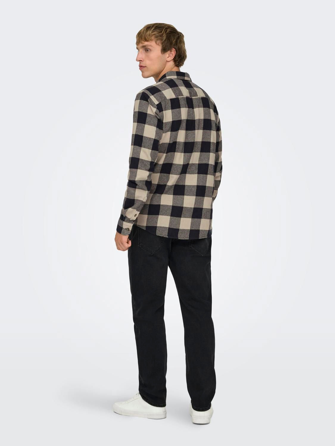 Onsgudmund Ls Checked Shirt Noos Dark Navy