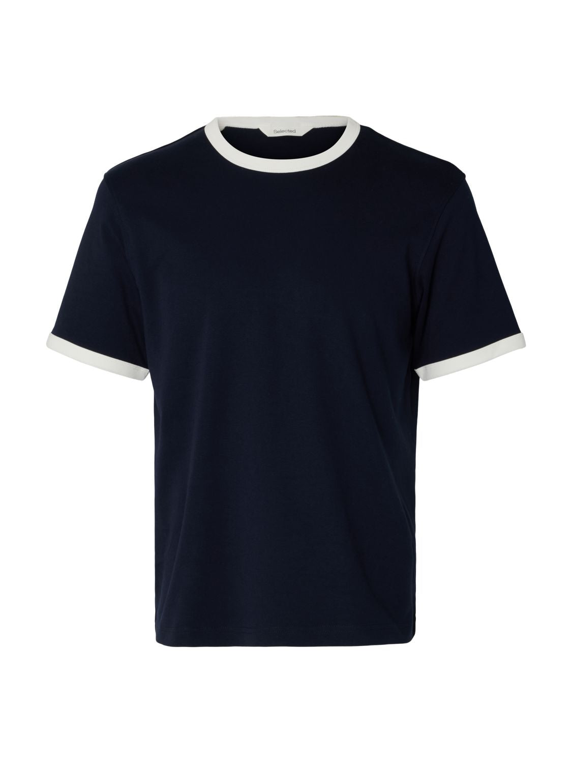 Slmtaj Ringer Mid Peach Ss O-Neck Tee Sky Captain Egret
