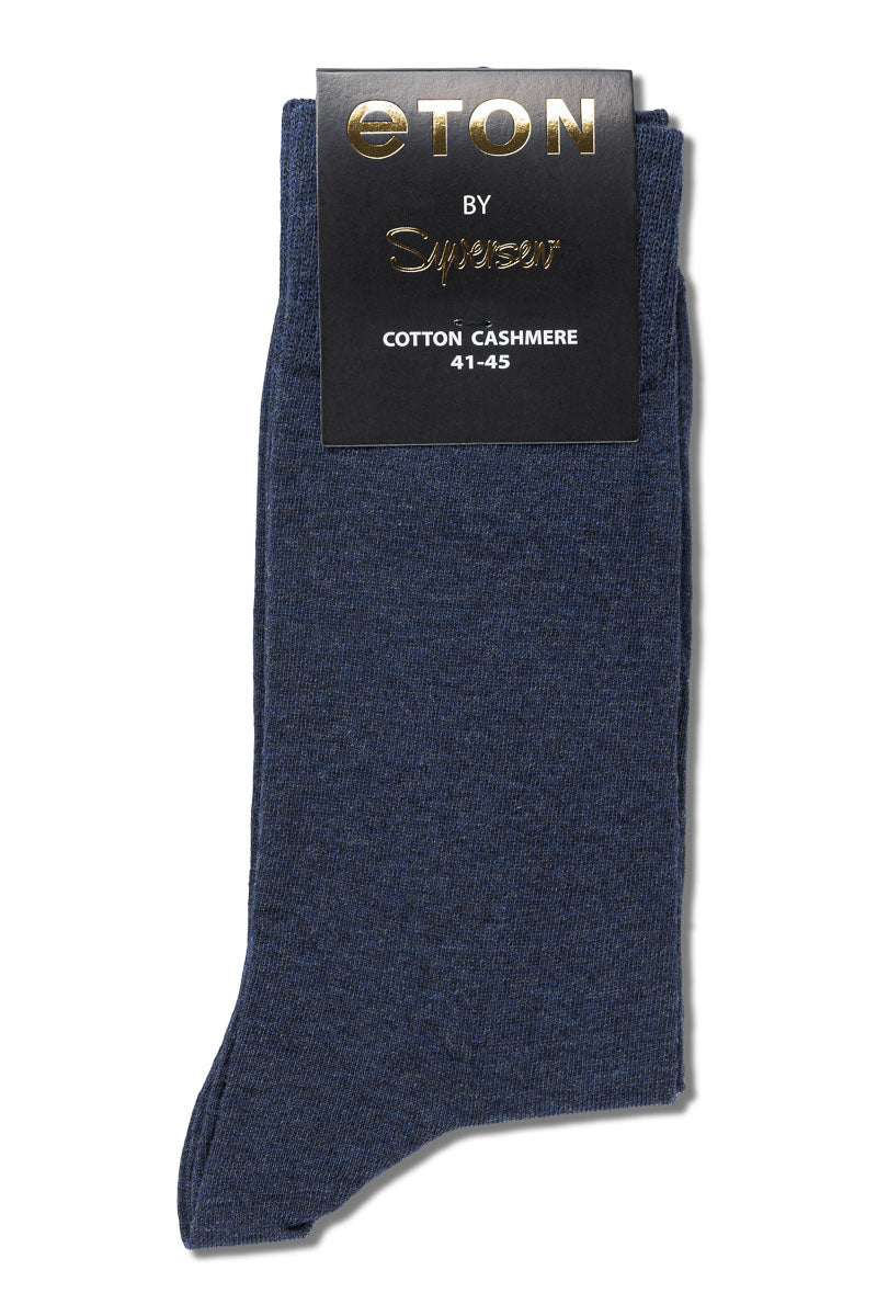 Eton Cotton/Cashmere Blend Blue Melange