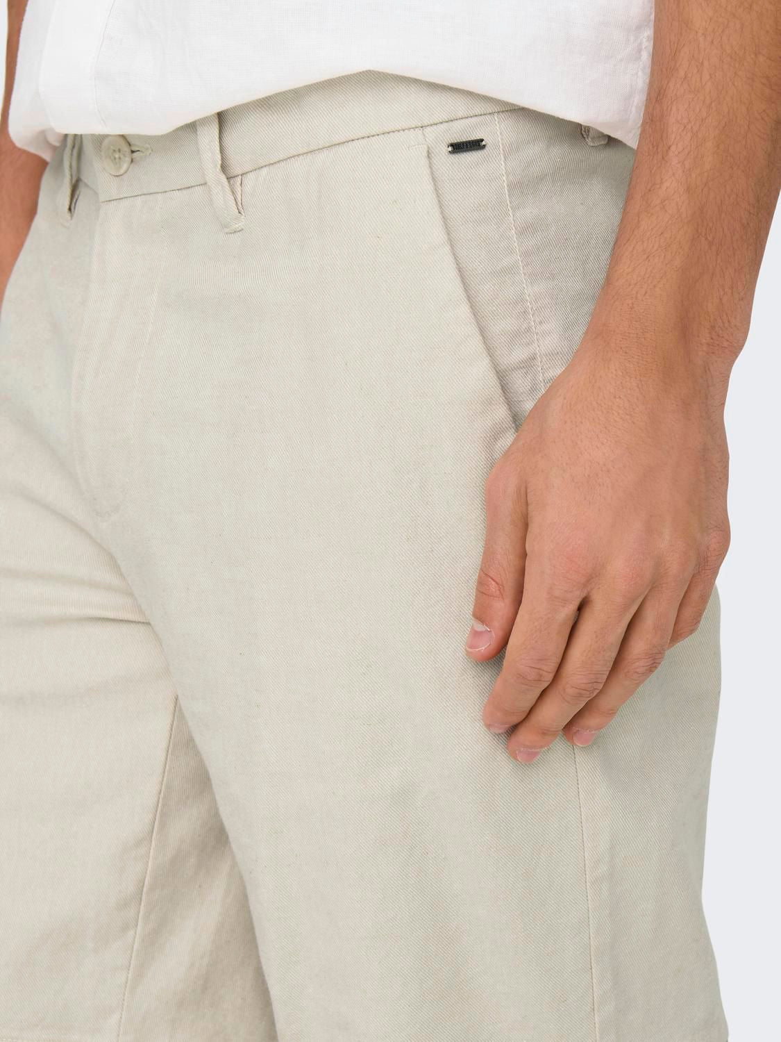 Onsmark 0011 Cotton Linen Shorts Noos Silver Lining