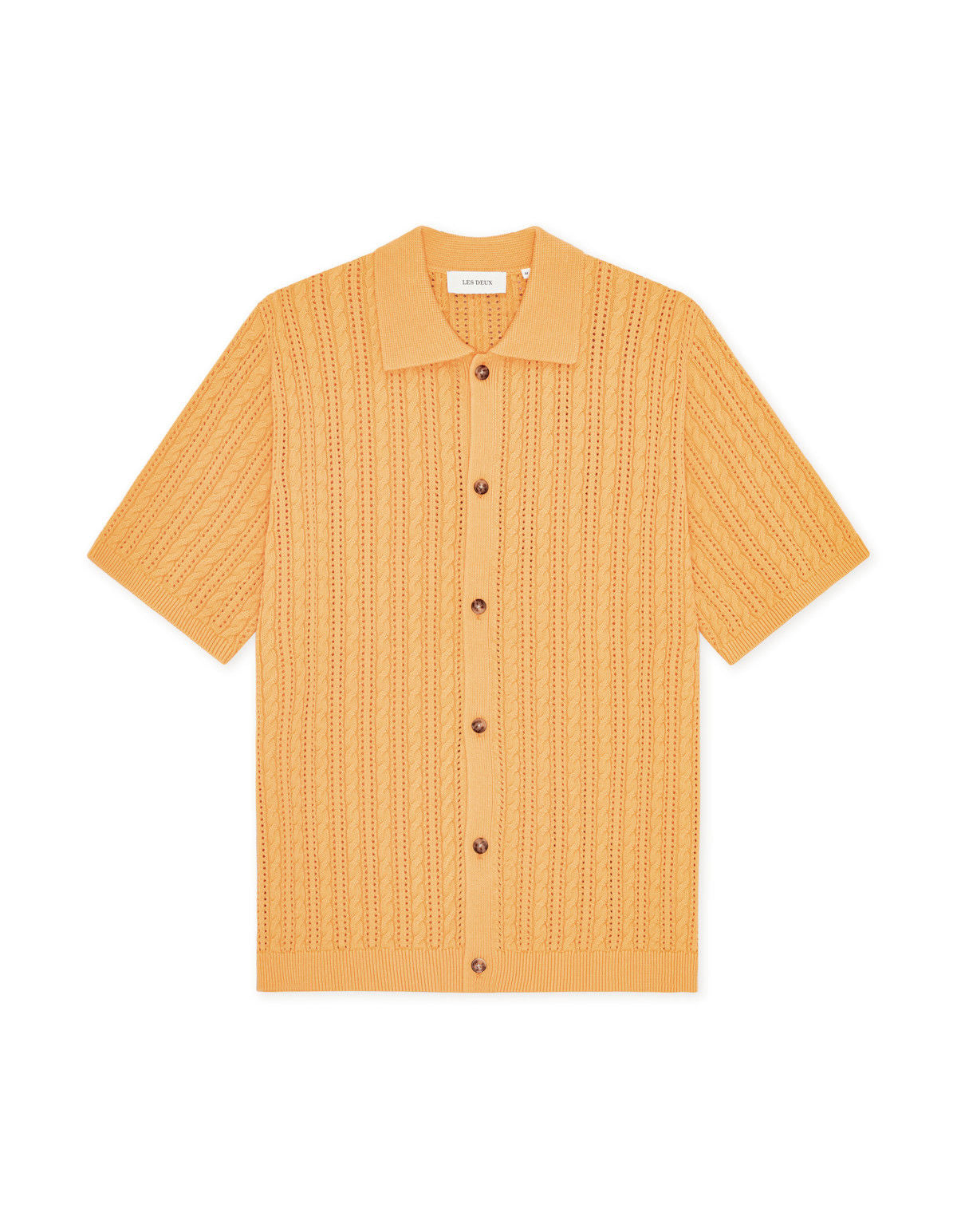 Cable Knitted Ss Shirt Apricot Cream Orange
