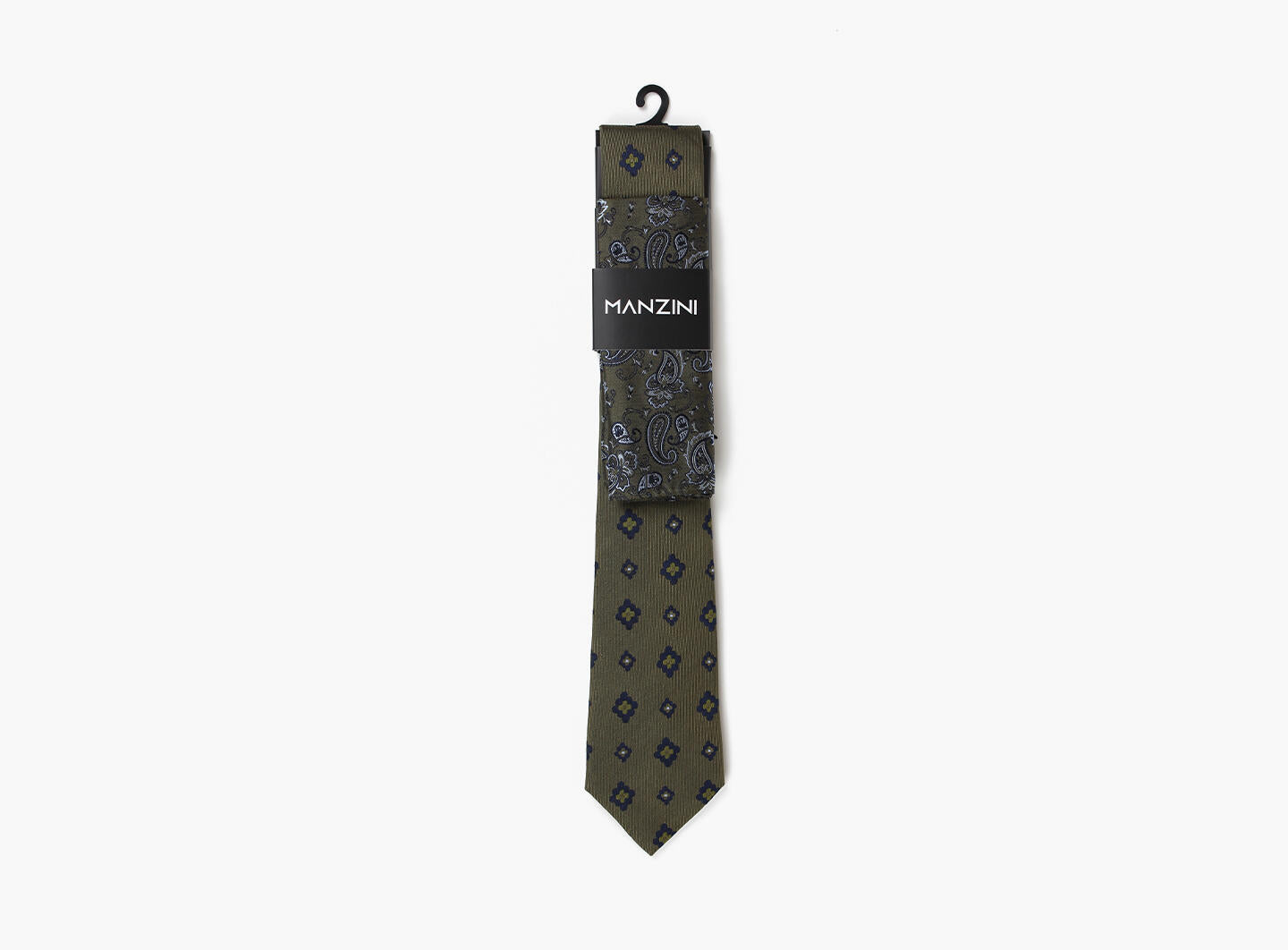 Silk 100% tie 7.6 cm With handky Green