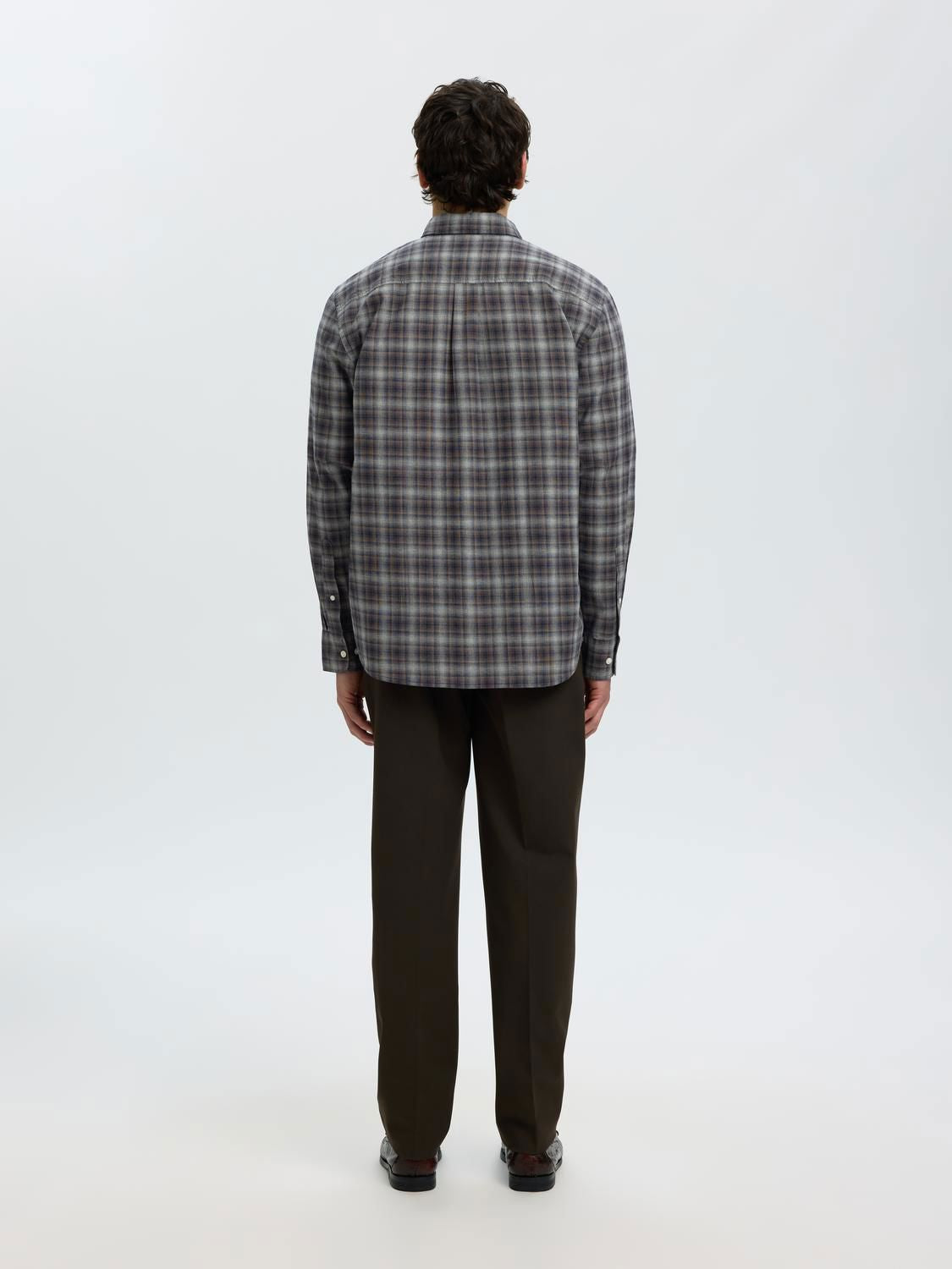 Slmcole-Jay Reg Melange Ls Shirt Noos Sky Captain Brown