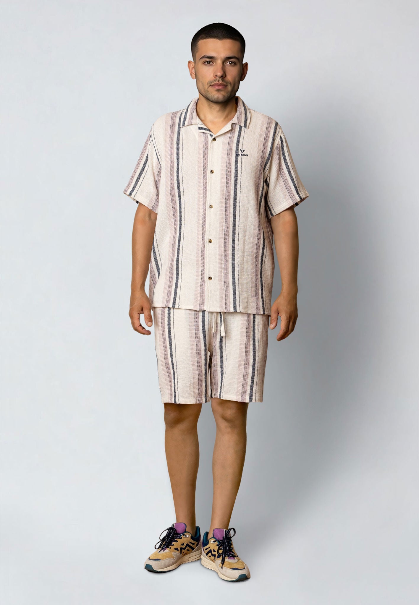 Costa Shorts Ecru/Violet Ice Striped