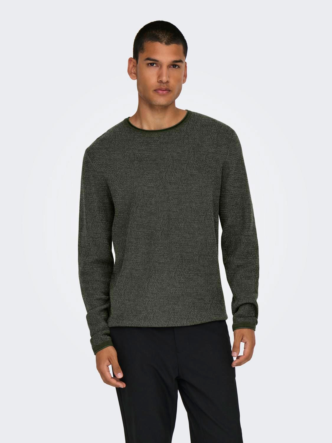Onseric Reg 12 Struc Crew Knit Noos Rosin W. Castor Gray