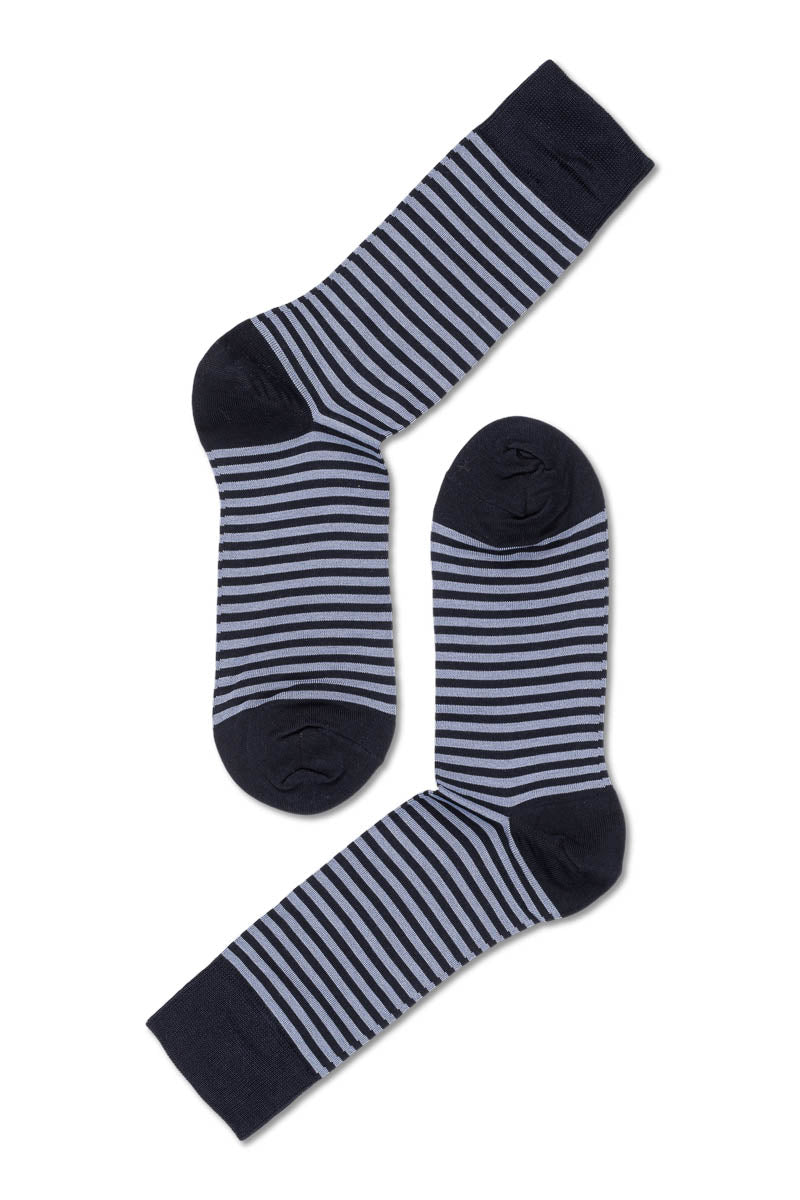 Eton Merc. Cotton Small stripe Dark Blue/Light Blue