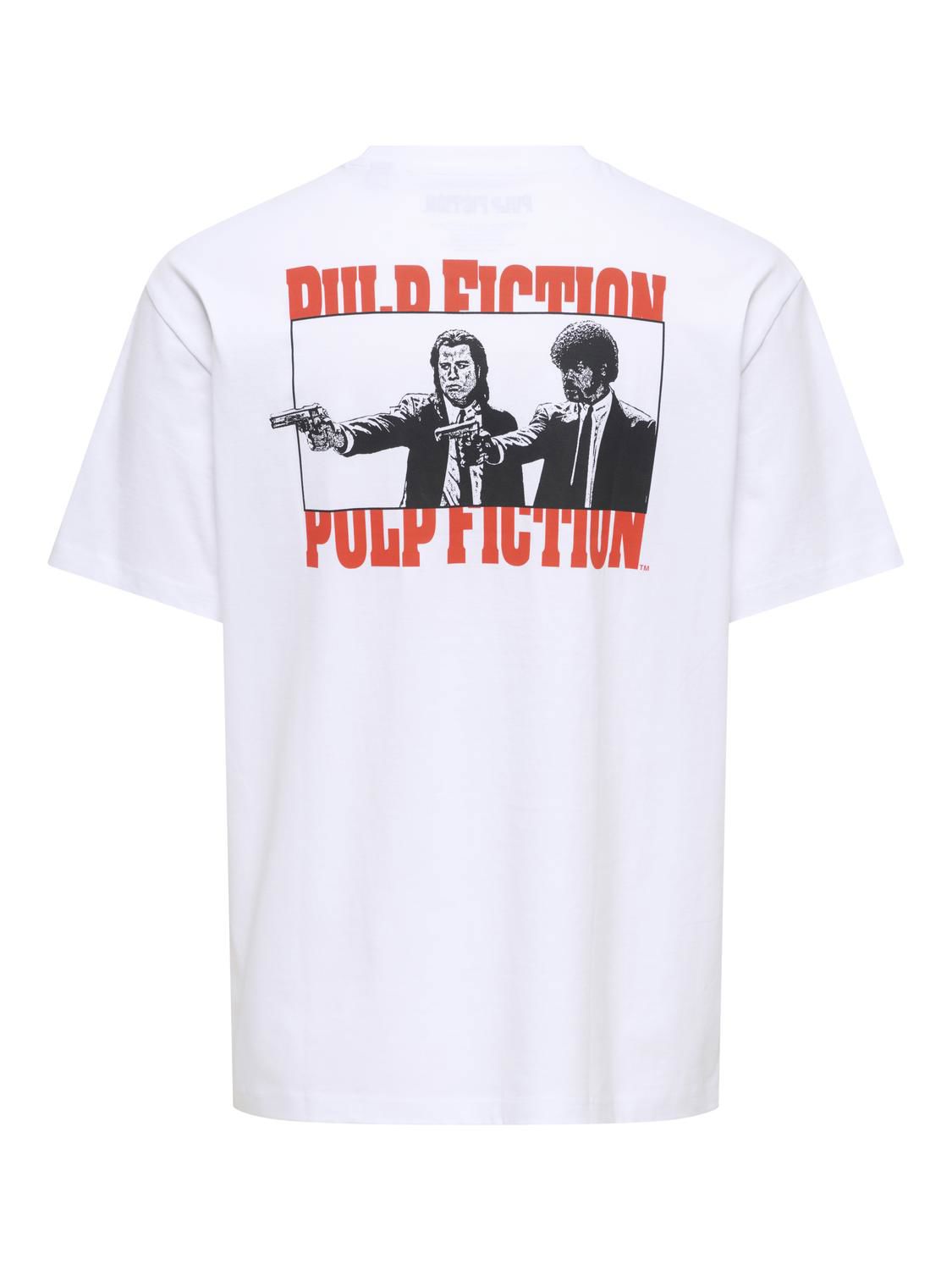 Onspulp Fiction Life Rlx Ss Lic Tee Bright White Red Pulp Fiction
