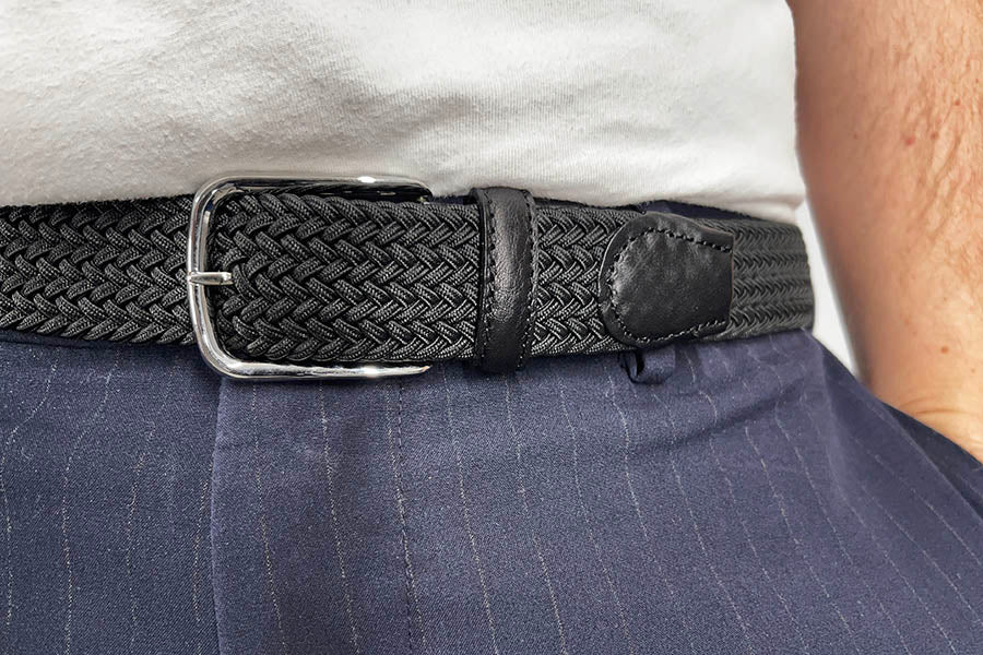 Black ribbon belt Navy