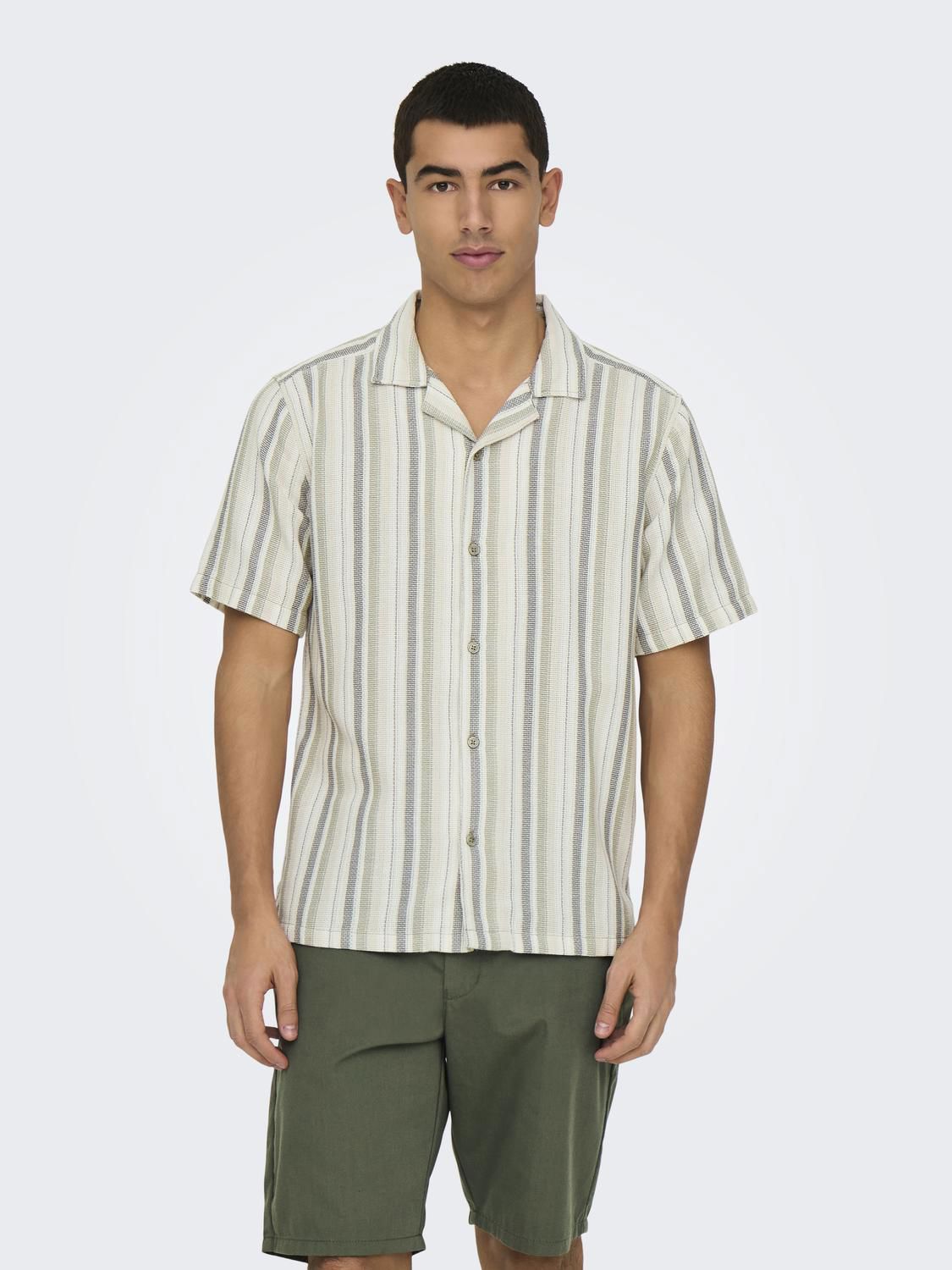 Onstrev Life Reg Stripe Ss Shirt Noos Seagrass Multi Stripe