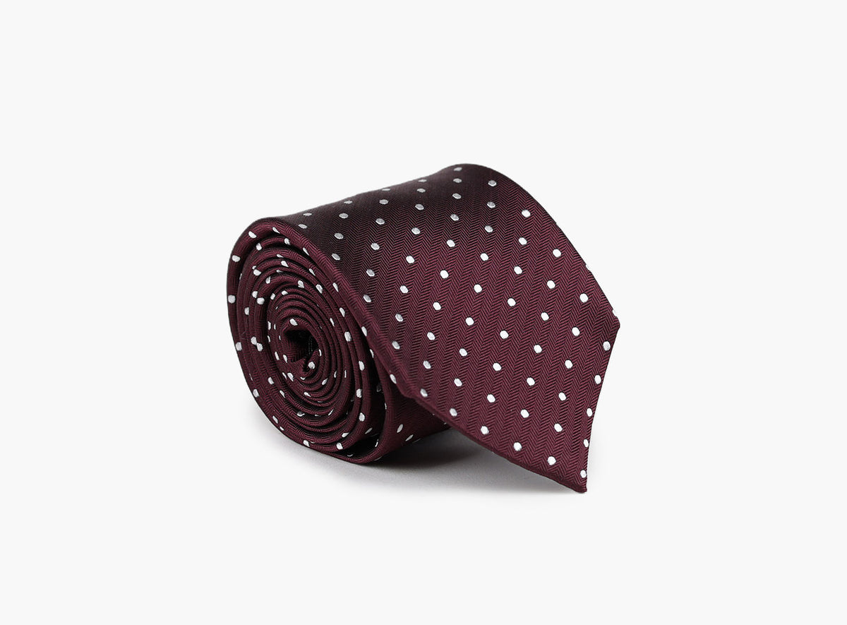 NOHR Carlos Pokadot silk tie 7,6cm Burgunder