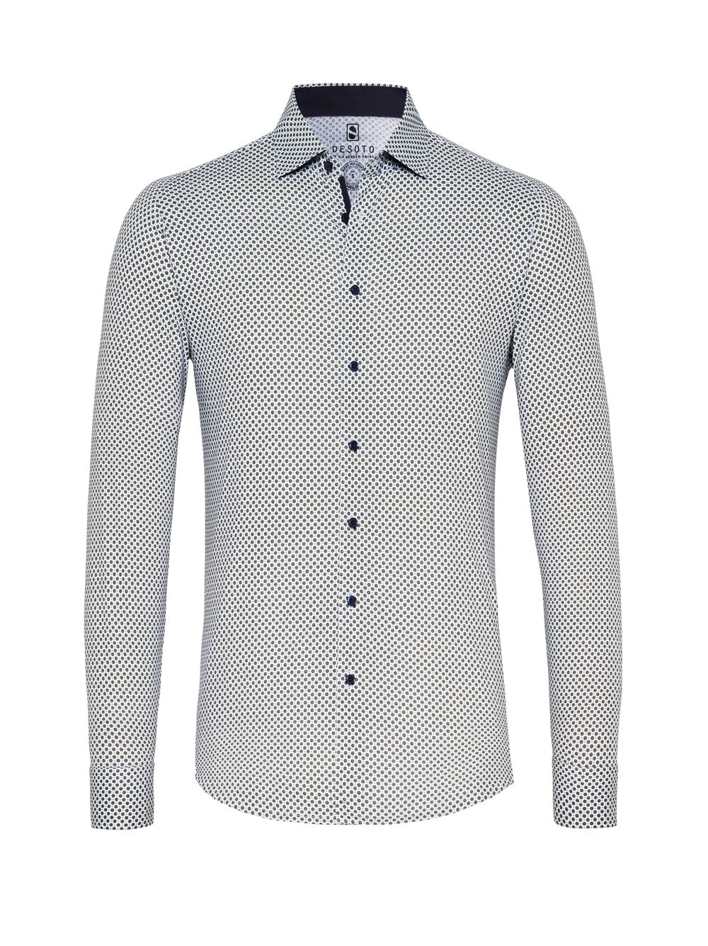 Kent 1/1 Shirts L/S White With Green Dots
