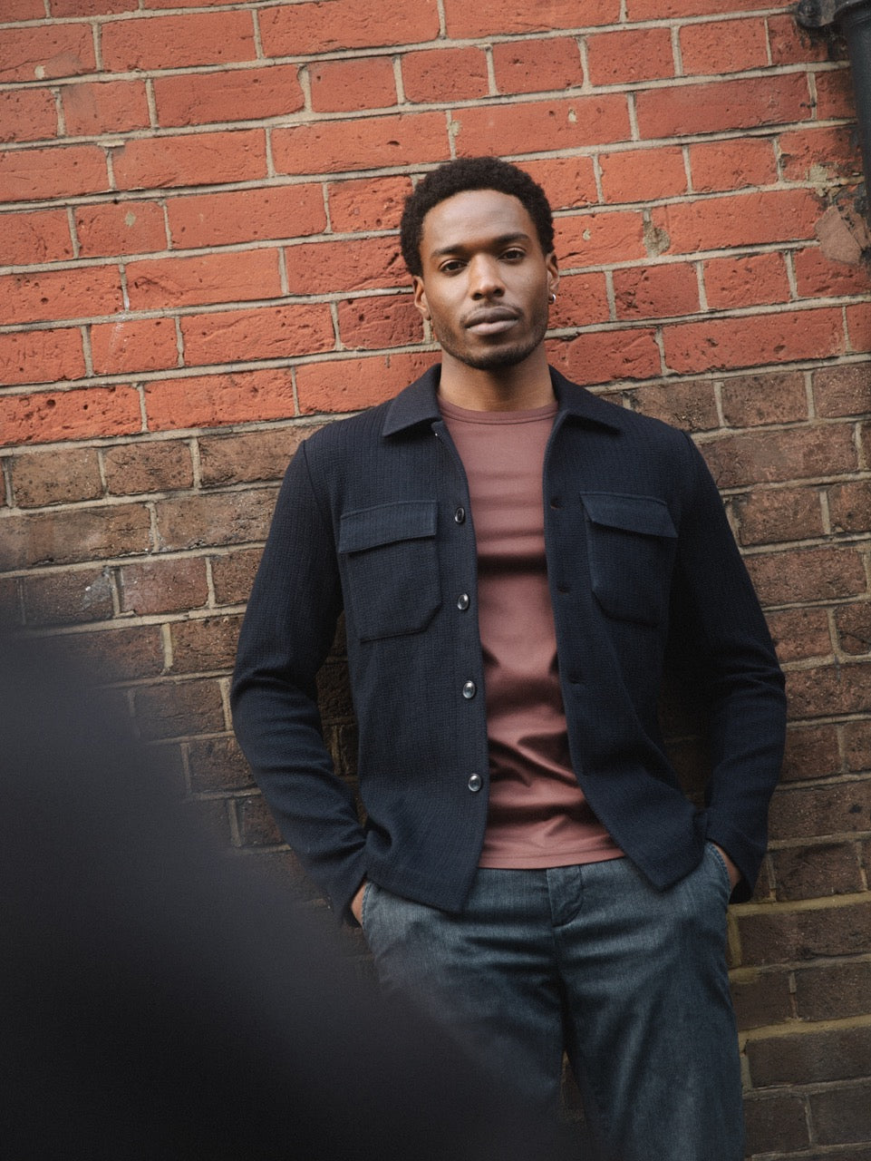 MMGAustin knit overshirt Navy