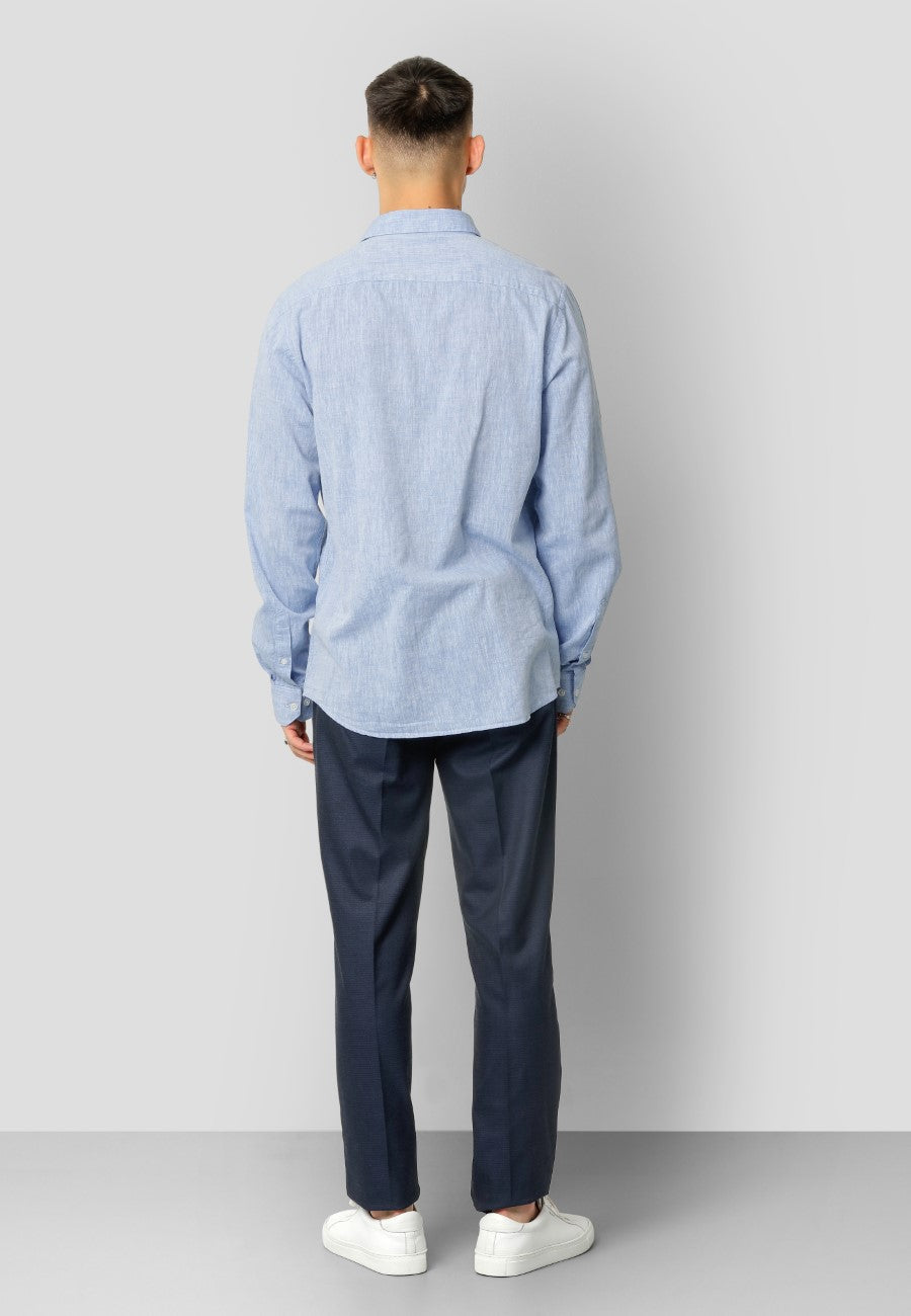 Jamie cotton linen L/S Blue Melange