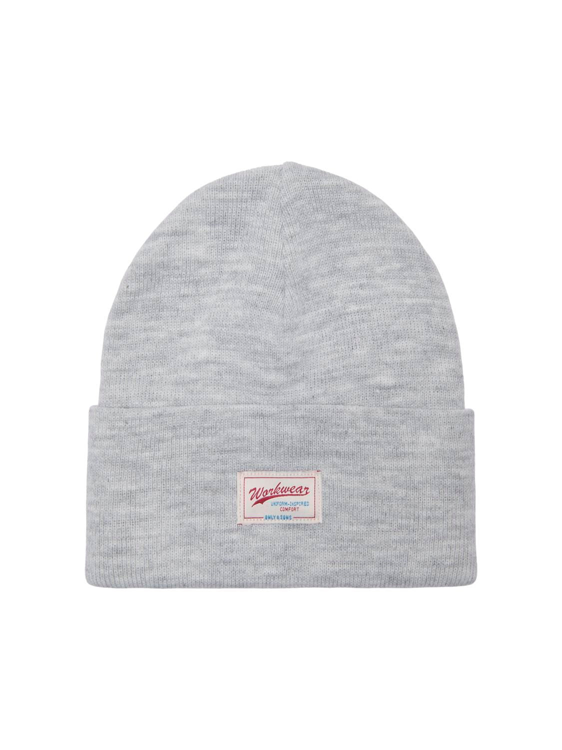 Onsisaac Flat Knit Logo Beanie Noos Light Grey Melange