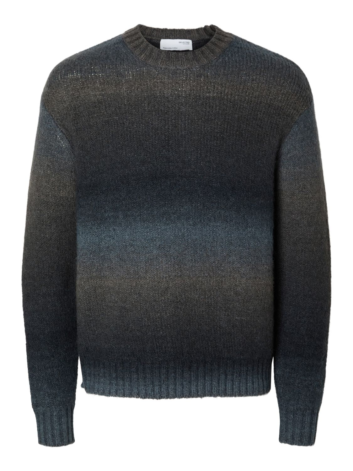 Slhgaard Relaxed Ls Knit Crew Neck Noos Sky Captain Multi Color