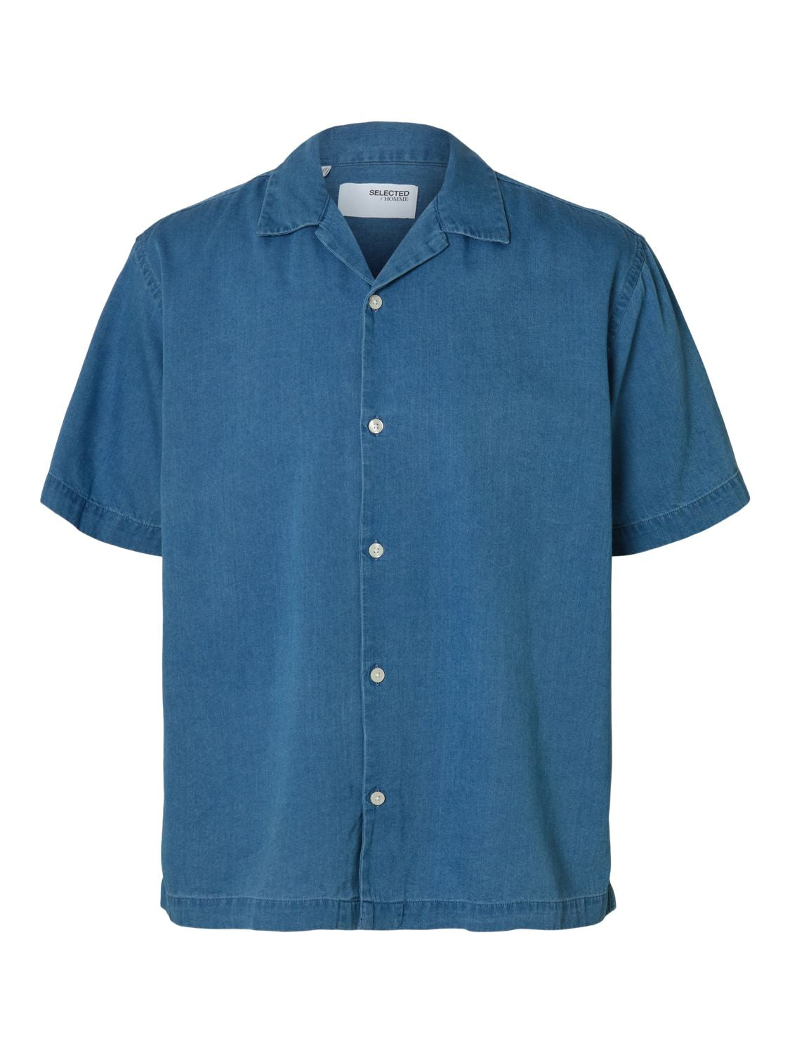 Slhrlxrick Denim Ss Shirt Medium Blue Denim