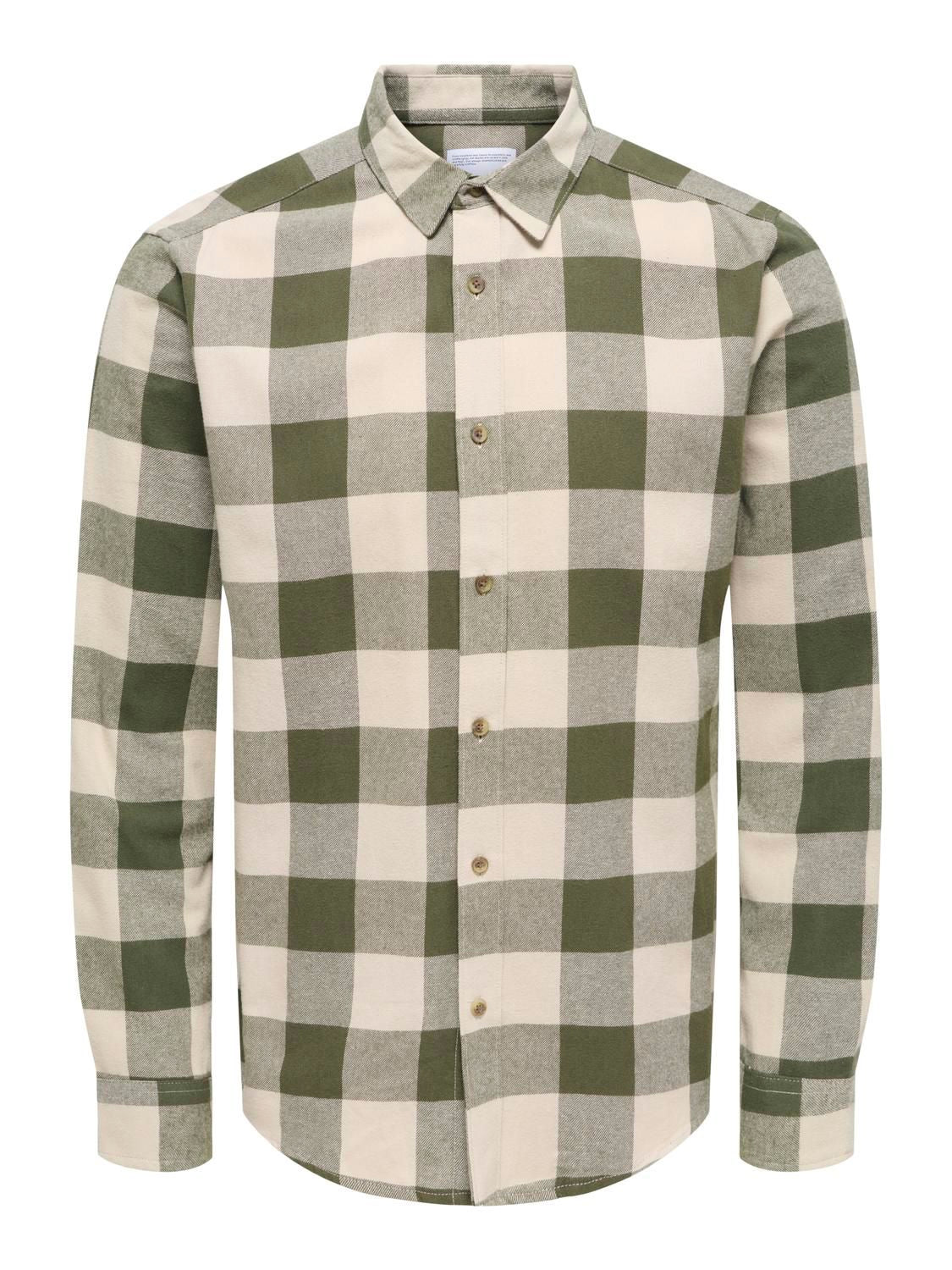 Onsgudmund Ls Checked Shirt Noos Forest Night Silver Lining