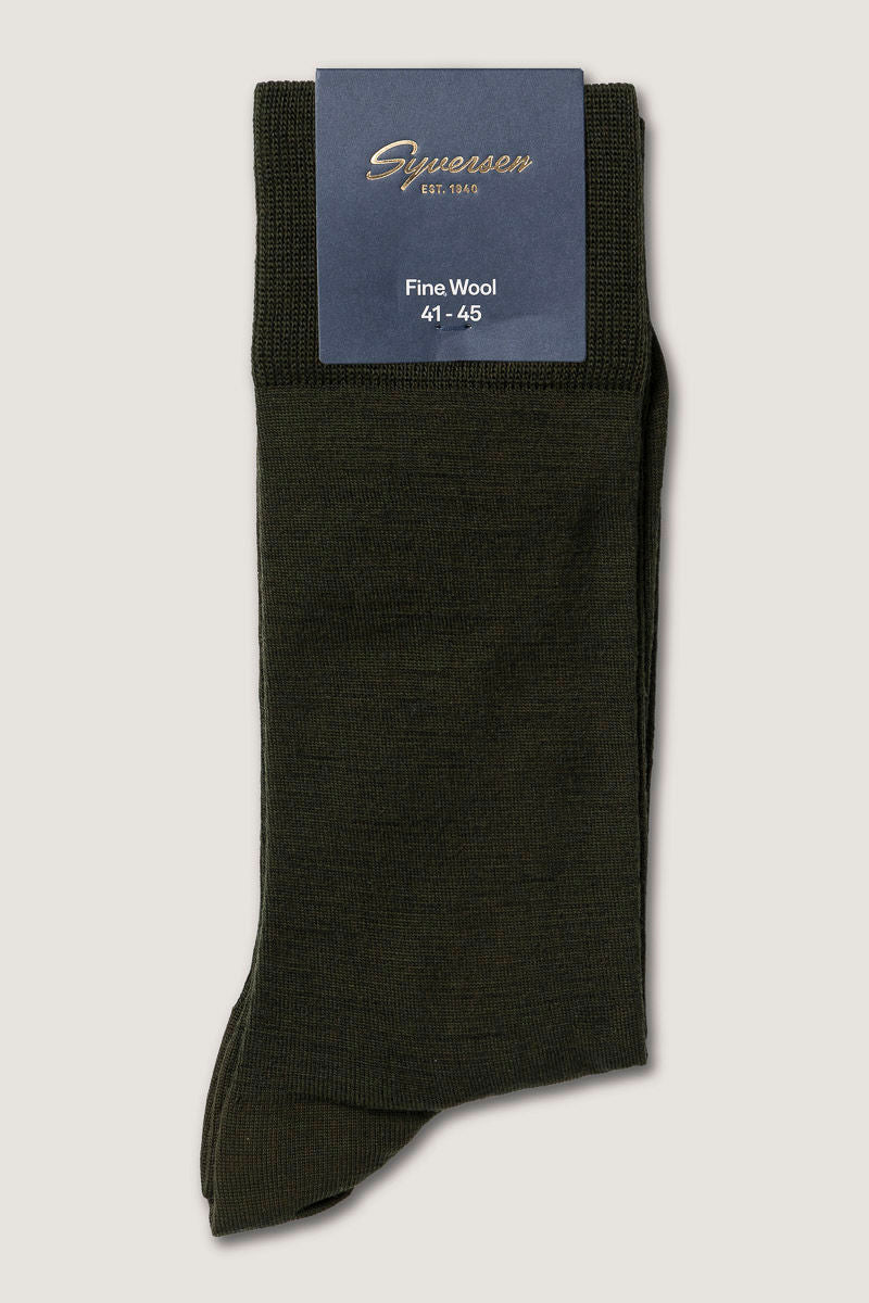 Fine Wool Crew Sock Olive