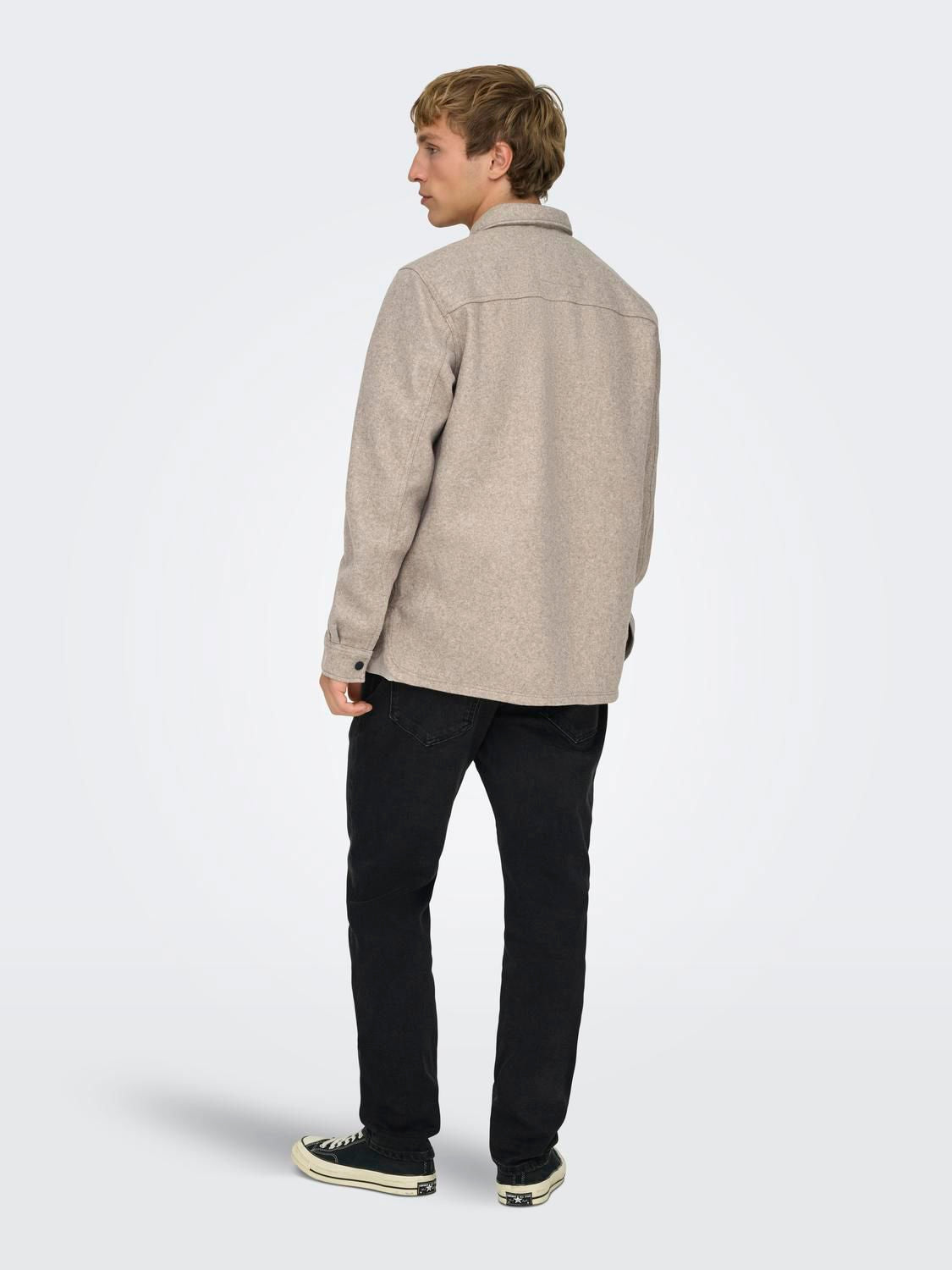 Onsash Ovr Woolen Look Pkt Ls Shirt Noos Chinchilla