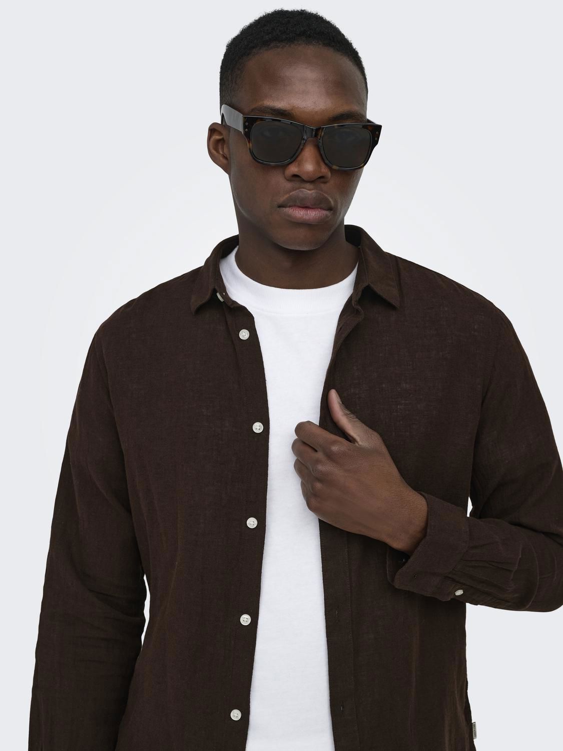 Onscaiden Life Ls Solid Linen Blend Noos Coffee Bean