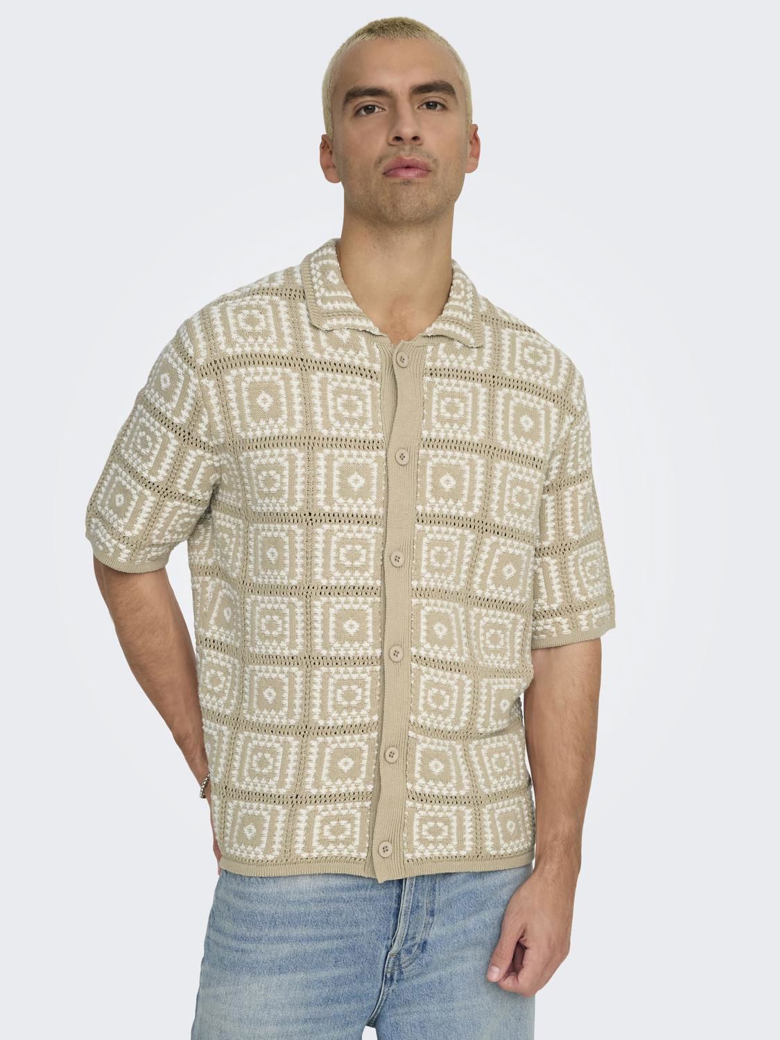 Onsbart Rlx 5 Ss Shirt Knit Noos Silver Lining Egret